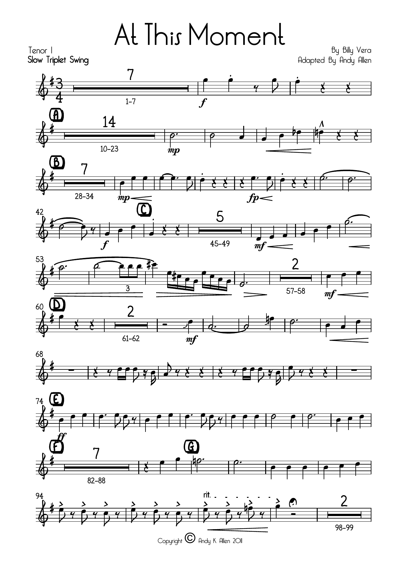 At This Moment Tenor — sheet music cover (first page)