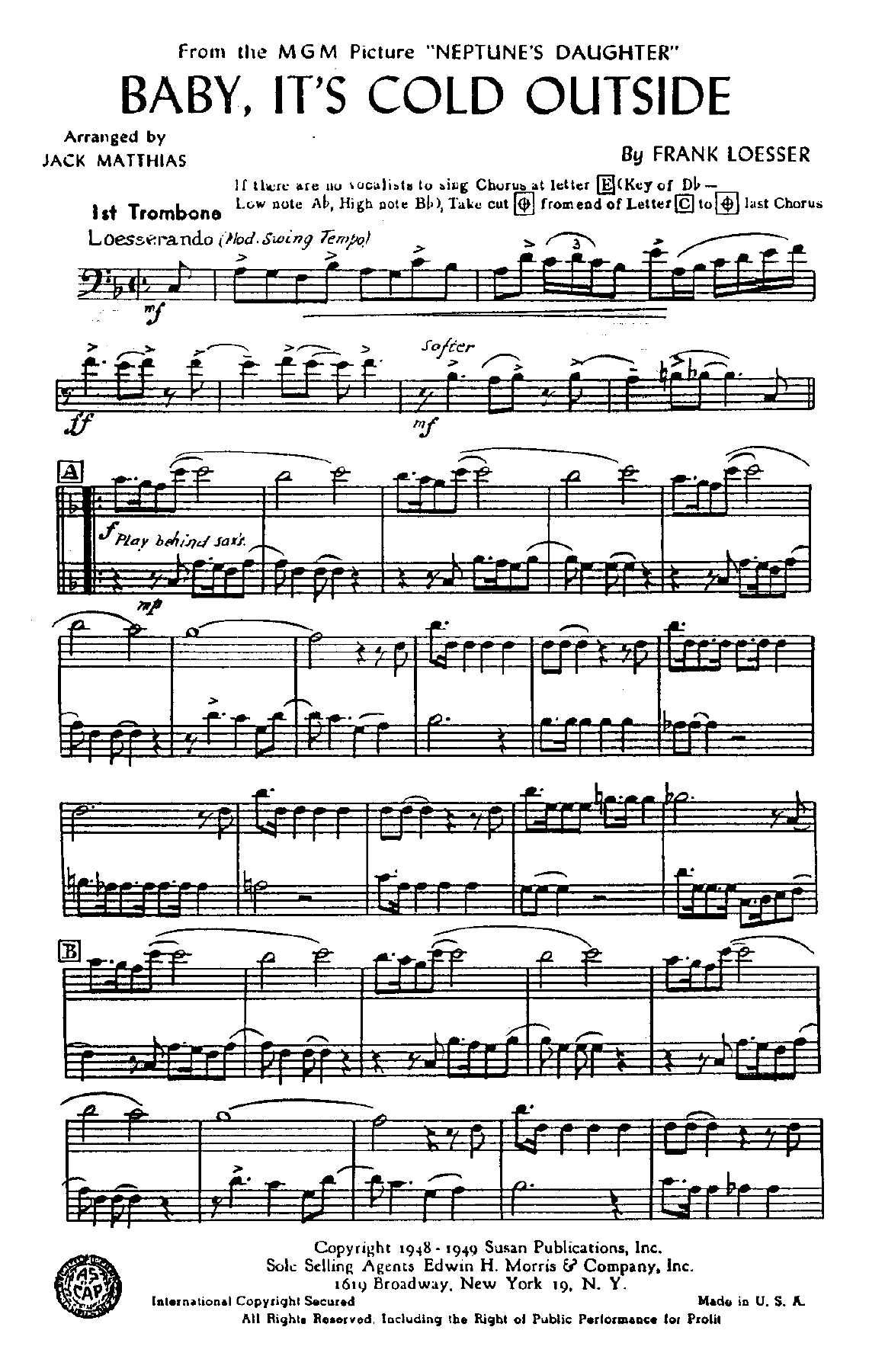 1st trombone pg1 — big_band_vocal sheet music arranged by JACK MATTHIAS | Jazz Standard