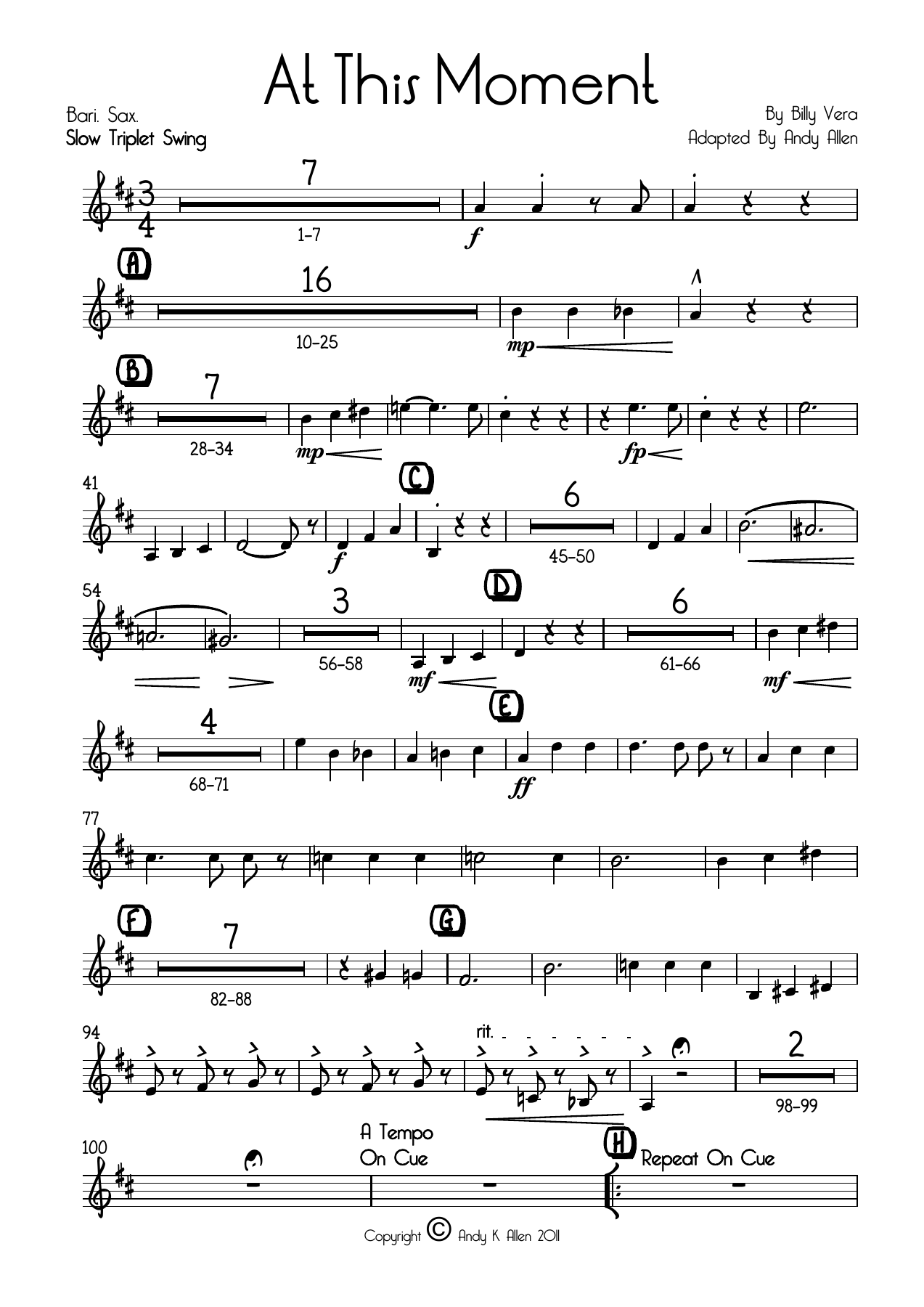 At This Moment Bari. Sax — sheet music cover (first page)
