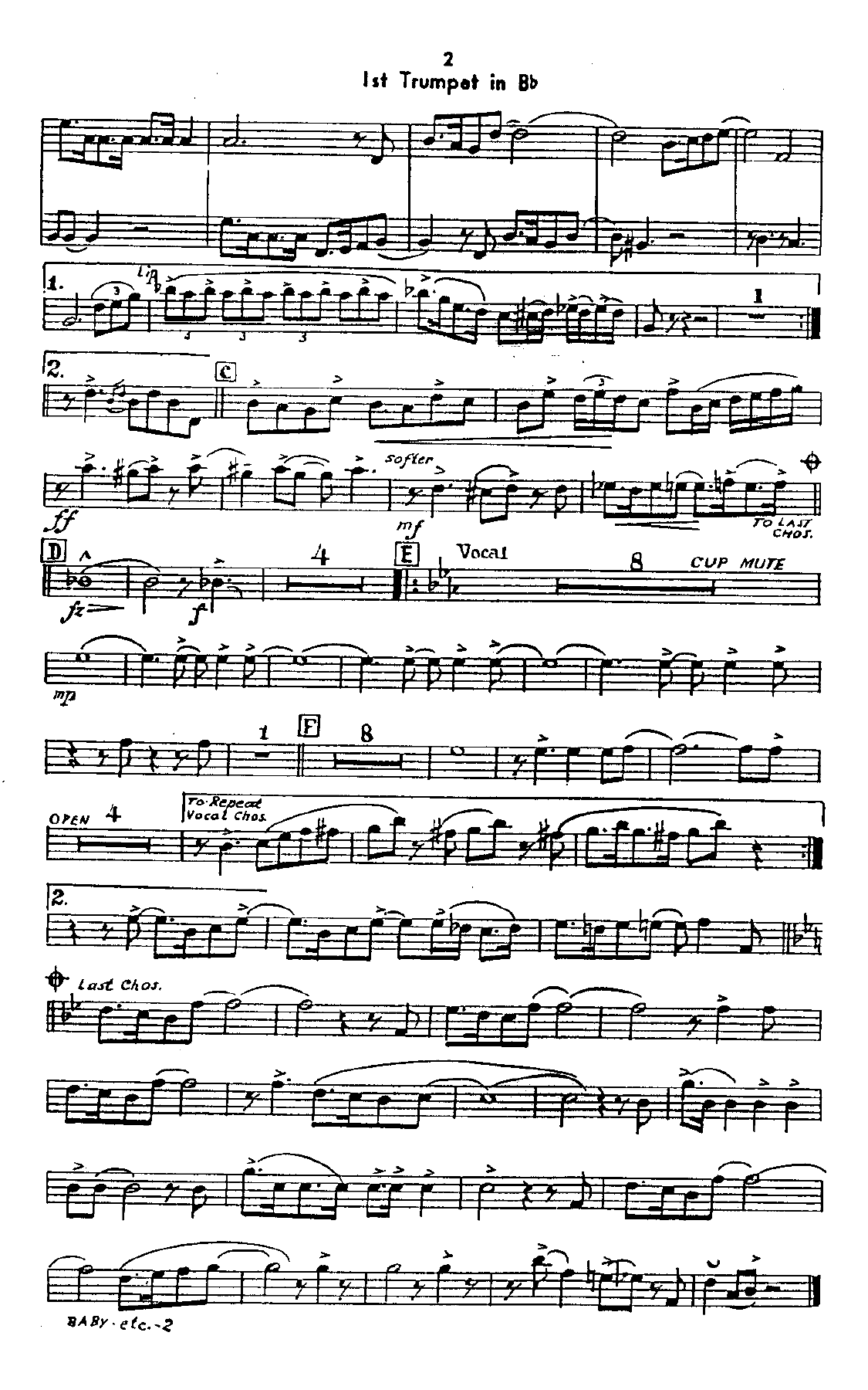 1st trumpet pg2 — big_band_vocal sheet music arranged by Mr. X | Swing