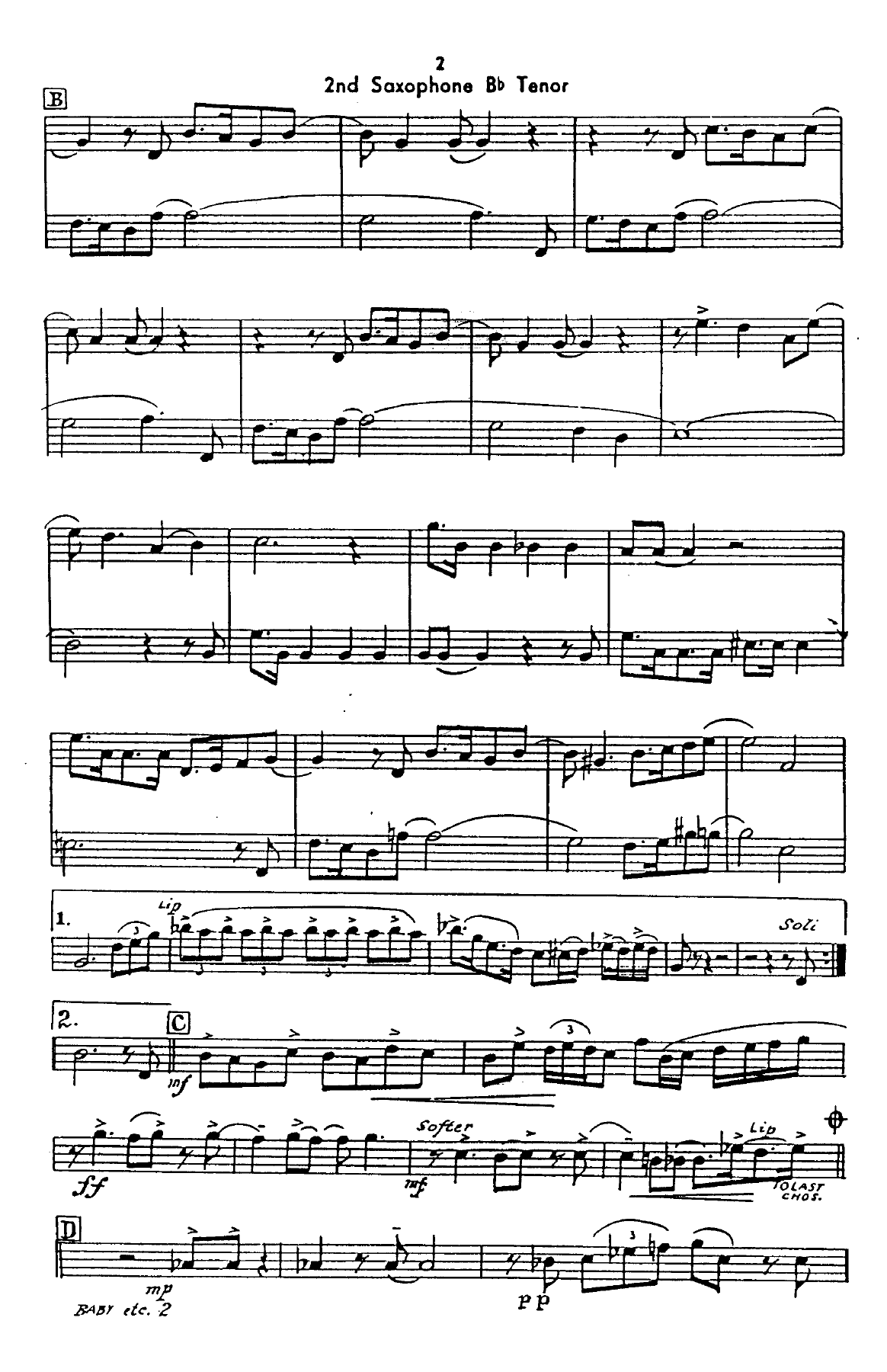 2nd sax tenor pg2 — sheet music cover (first page)