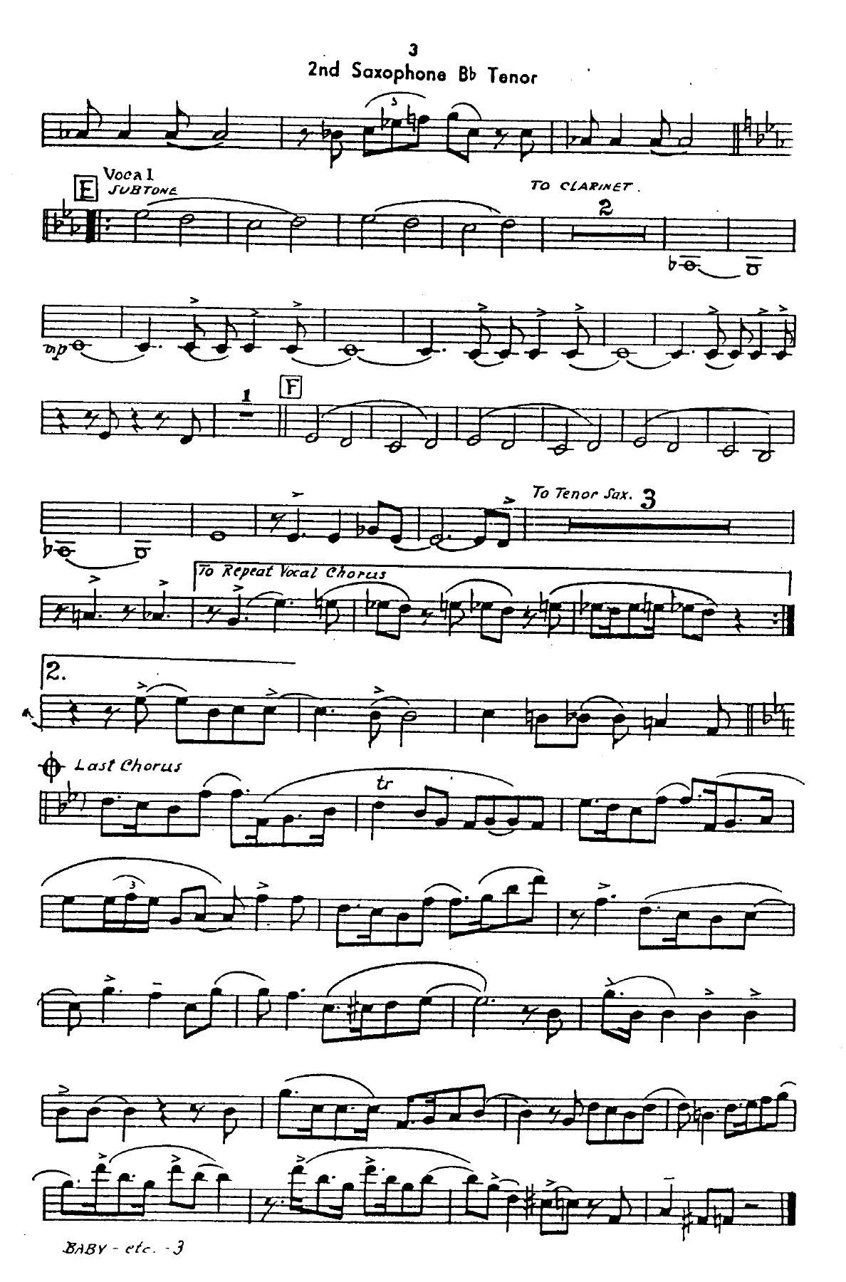 2nd sax tenor pg3 — sheet music cover (first page)