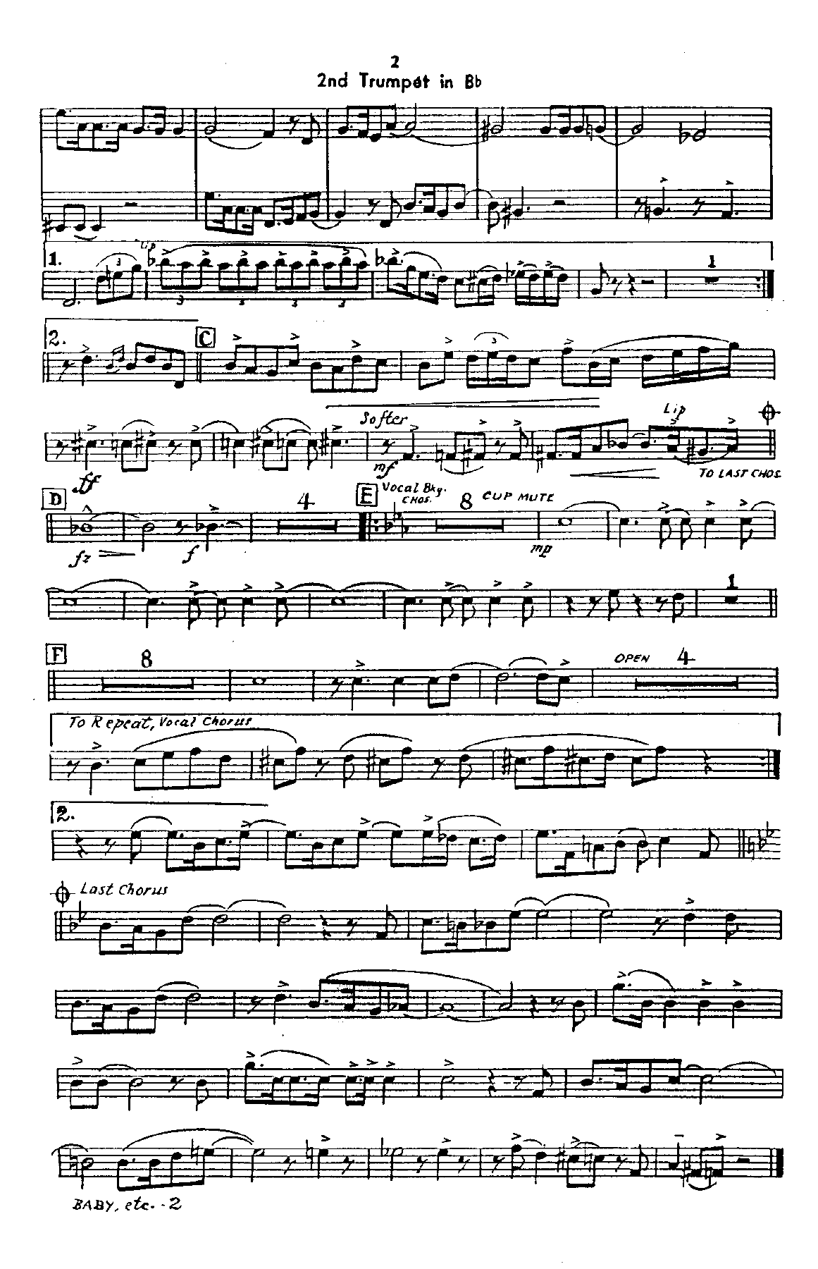 2nd trumpet pg2 — sheet music cover (first page)
