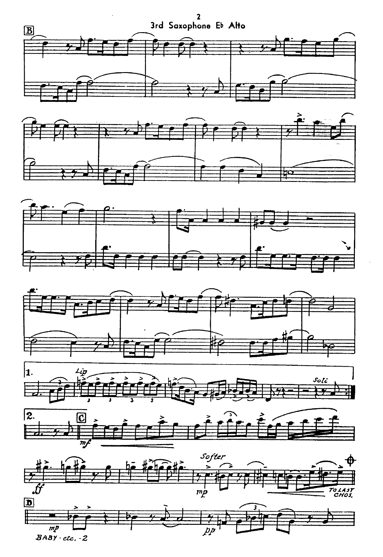 3rd sax alto pg2 — sheet music cover (first page)
