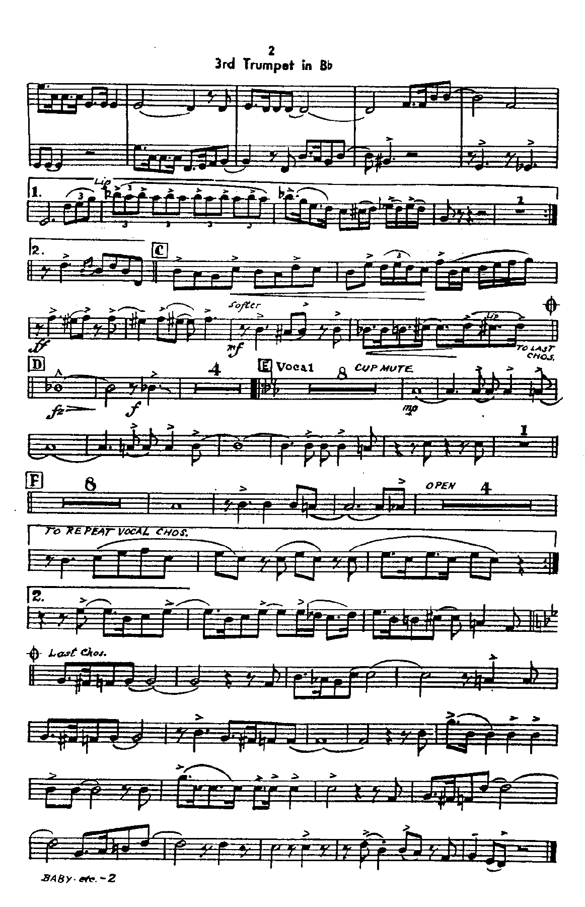 3rd trumpet pg2 — sheet music cover (first page)