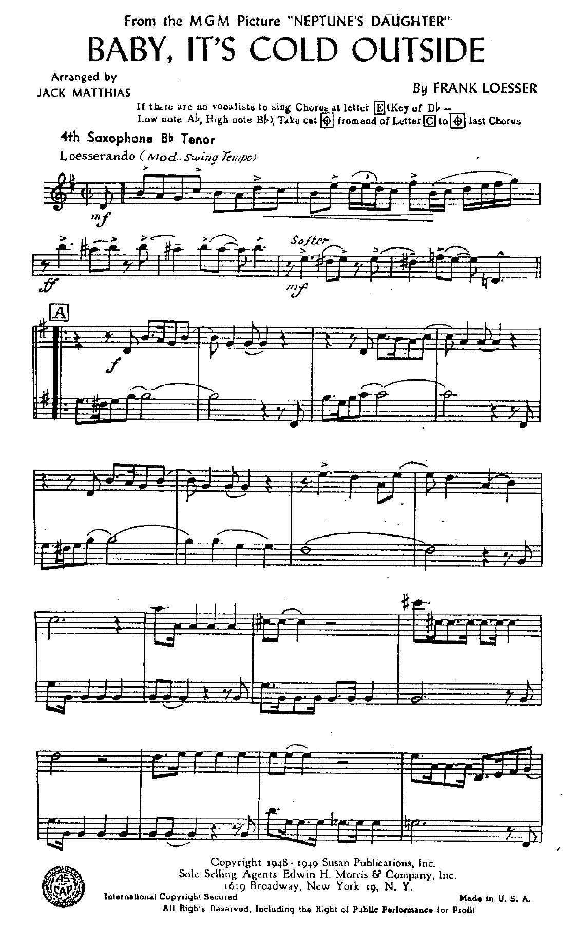 4th sax tenor pg.1 — sheet music cover (first page)