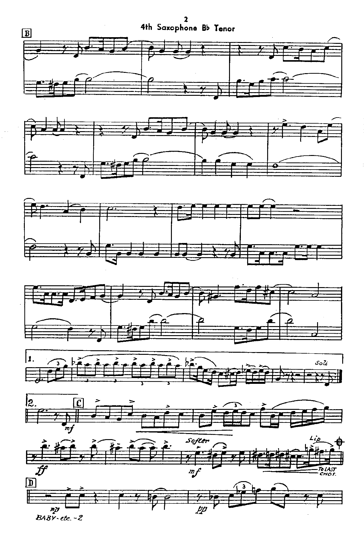 4th sax tenor pg.2 — sheet music cover (first page)