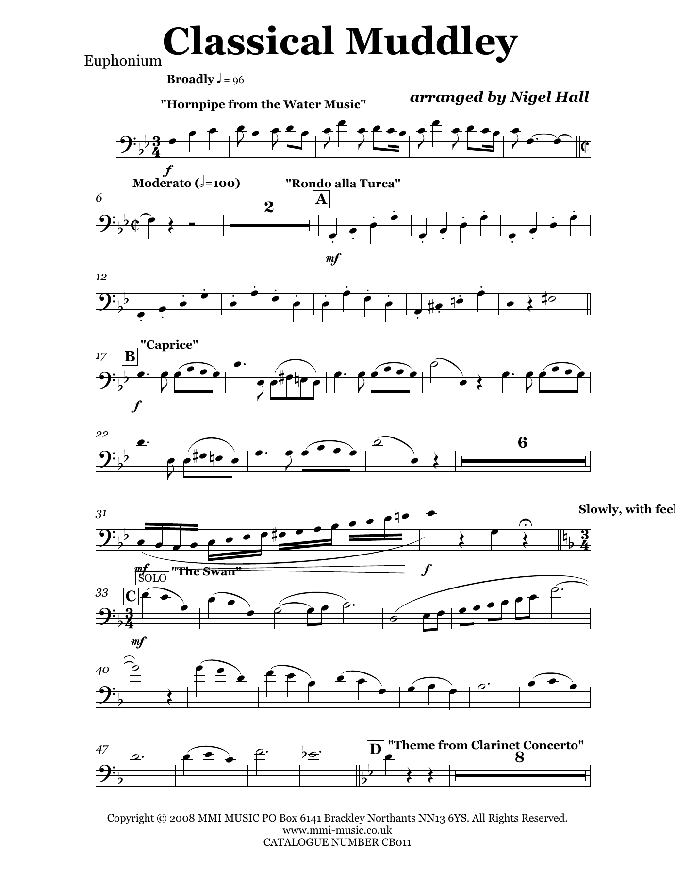 CB011ClassicalMuddley Euphonium — sheet music cover (first page)