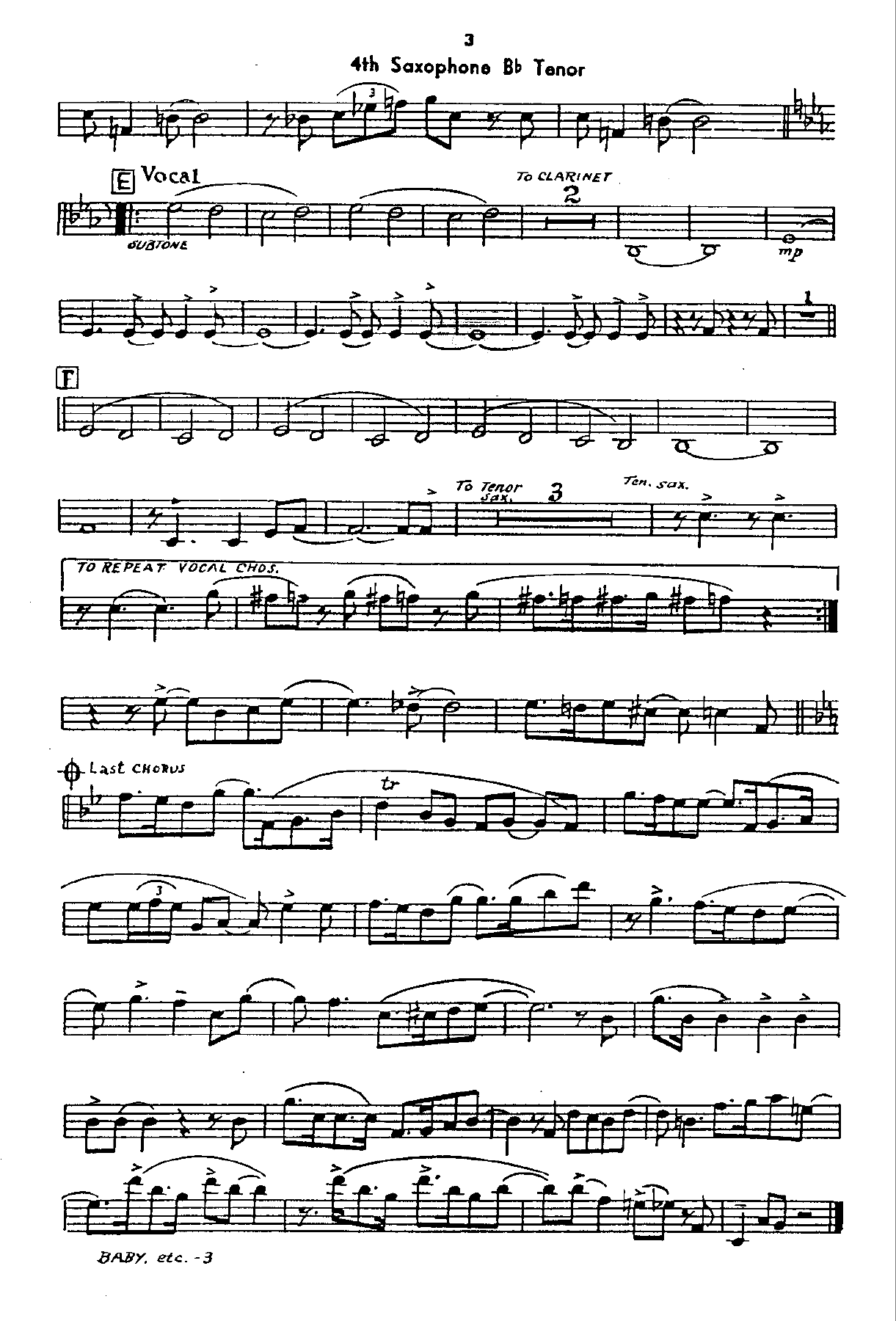 4th sax tenor pg3 — sheet music cover (first page)
