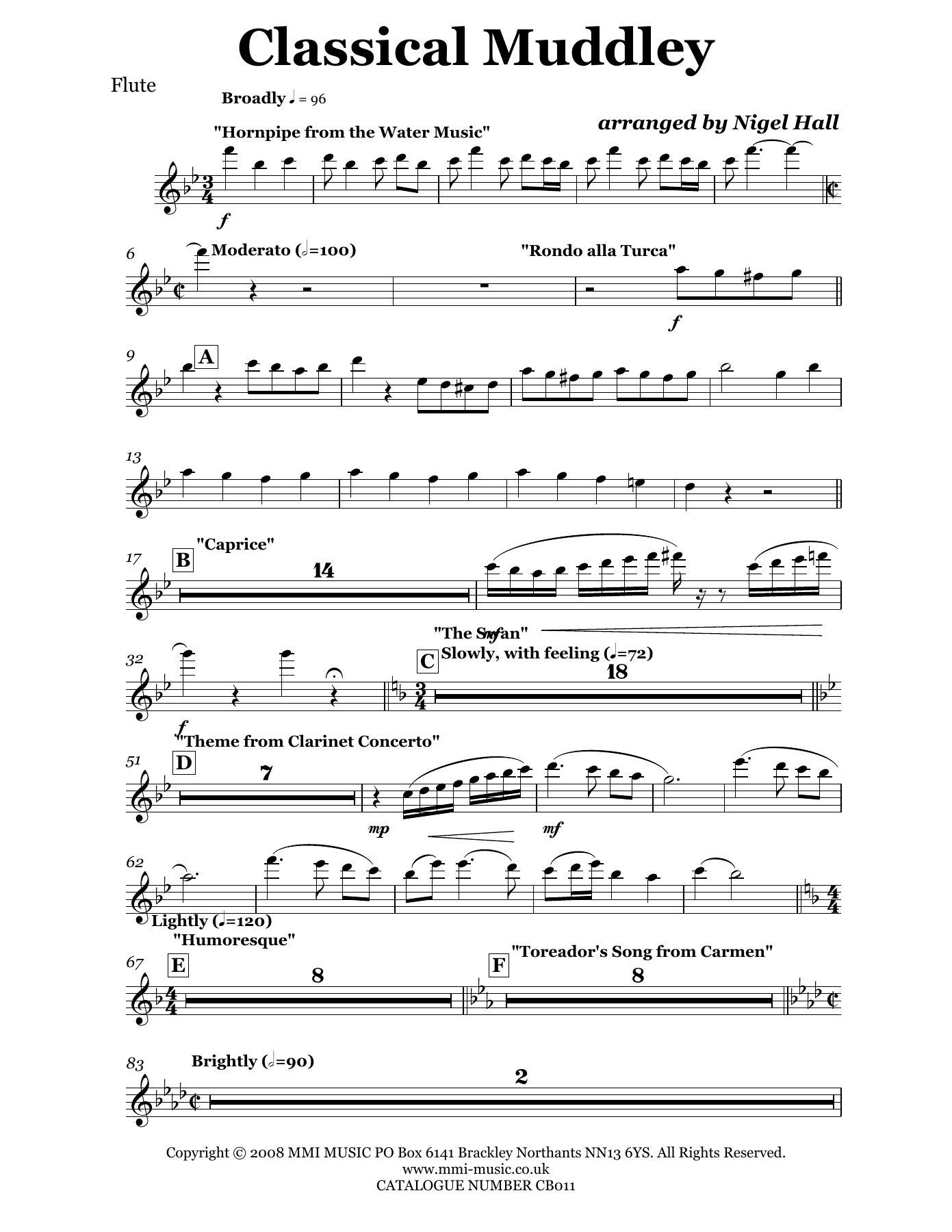 CB011ClassicalMuddley Flute — sheet music cover (first page)