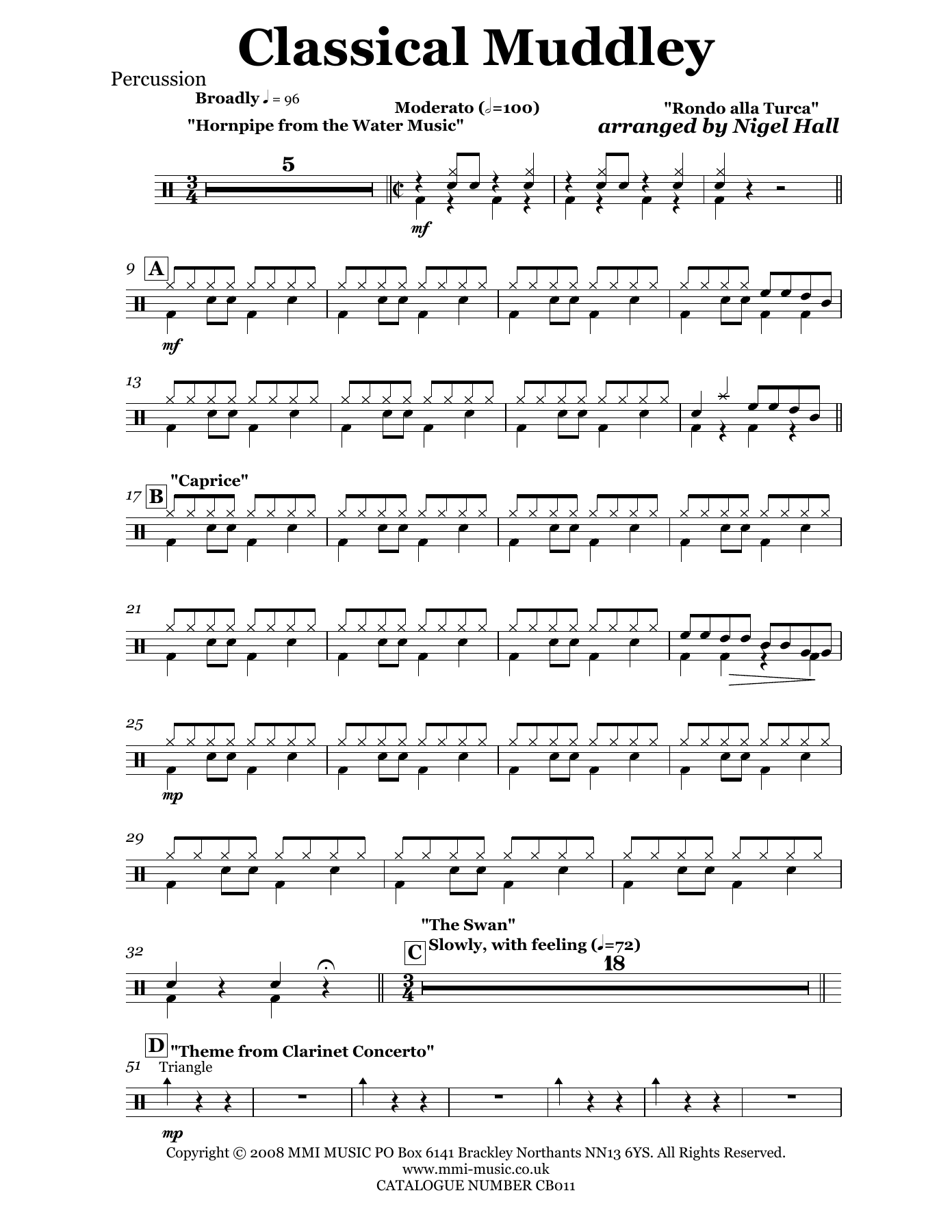CB011ClassicalMuddley Percussion — sheet music cover (first page)