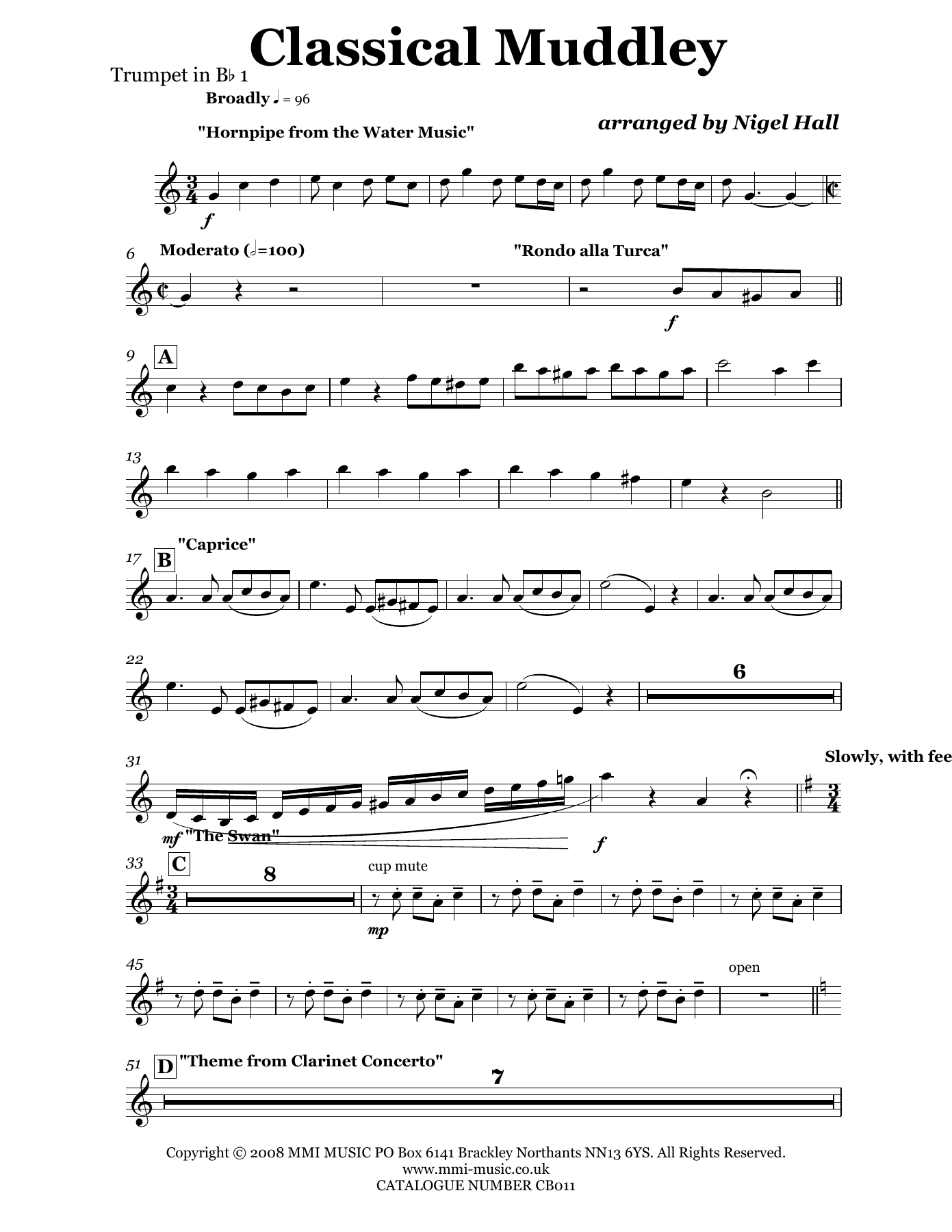 CB011ClassicalMuddley Trumpet in Bb — sheet music cover (first page)