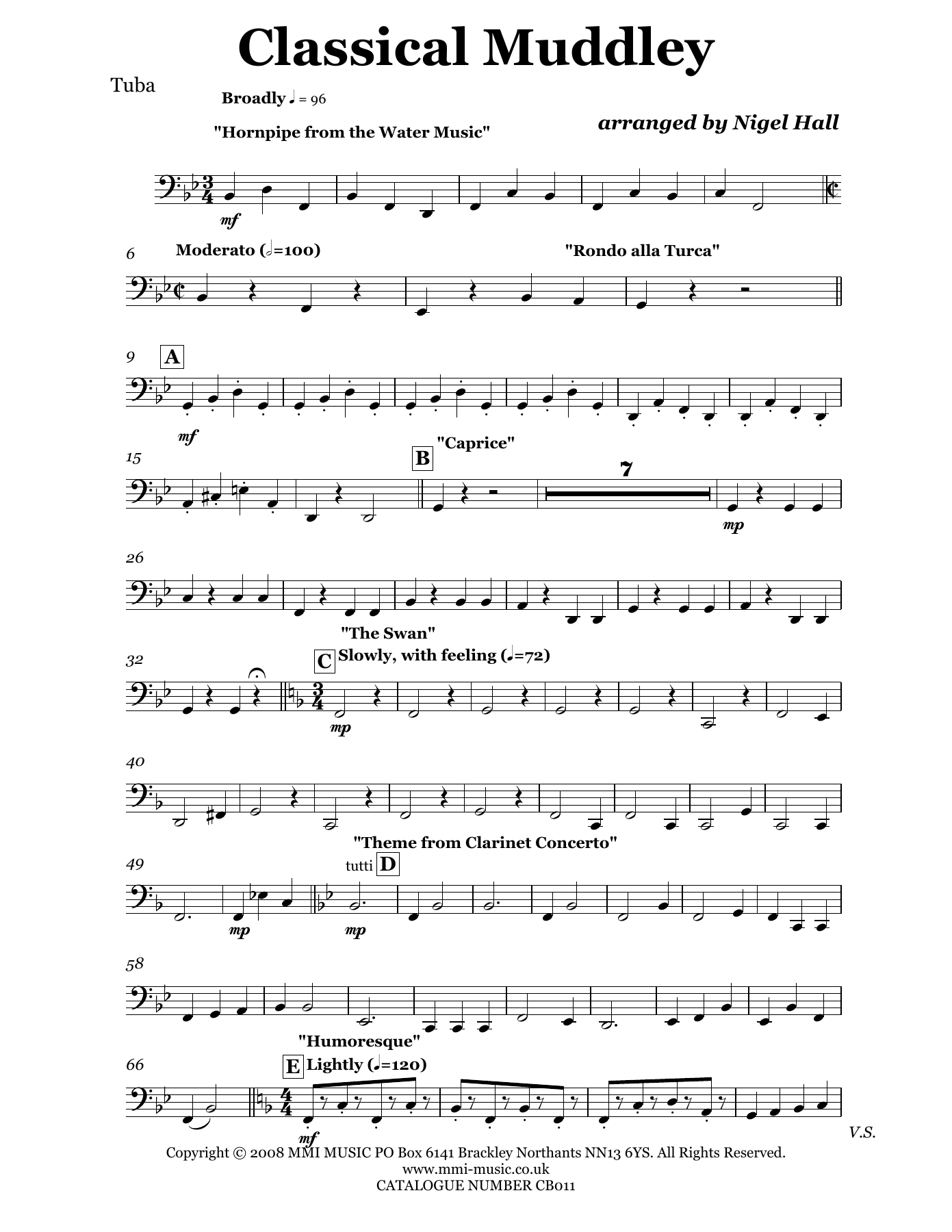 CB011ClassicalMuddley Tuba — sheet music cover (first page)