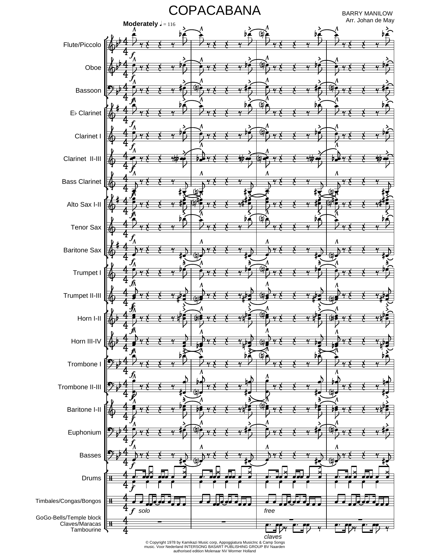 Copacabana — sheet music preview