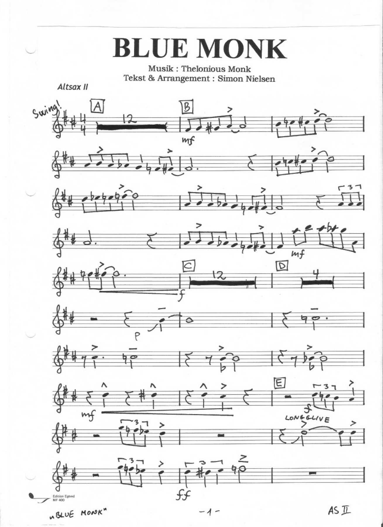 02 Blue Monk Alto — sheet music cover (first page)