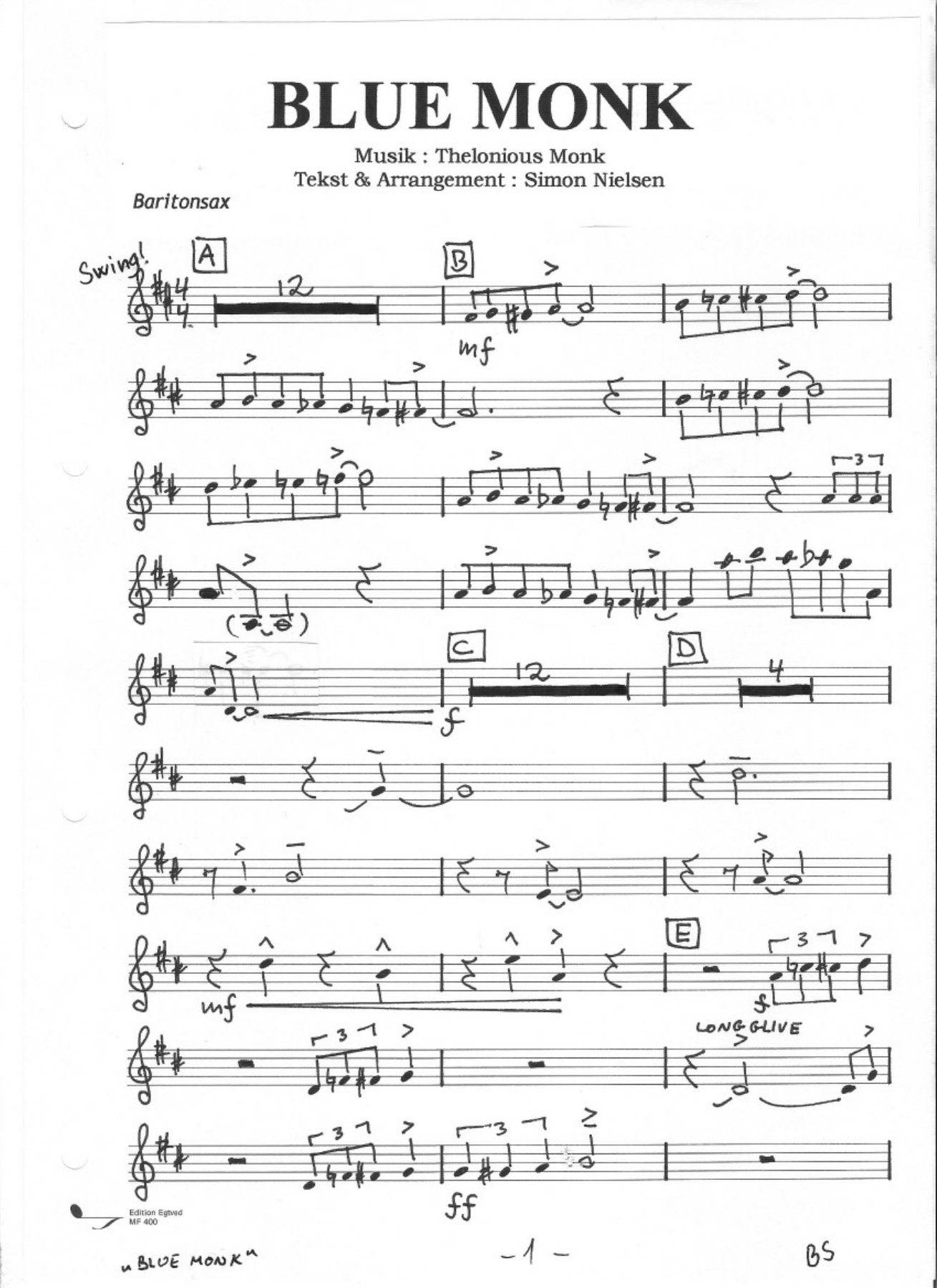 05 Blue Monk Bariton — sheet music cover (first page)