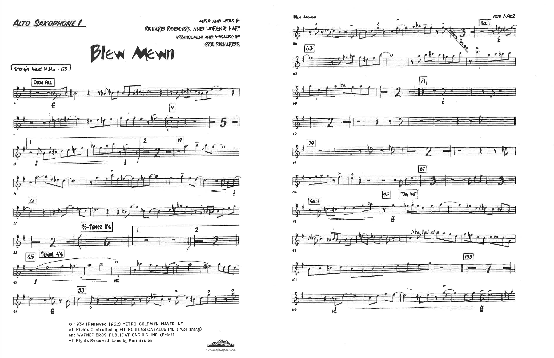 Blue Moon parts — sheet music preview