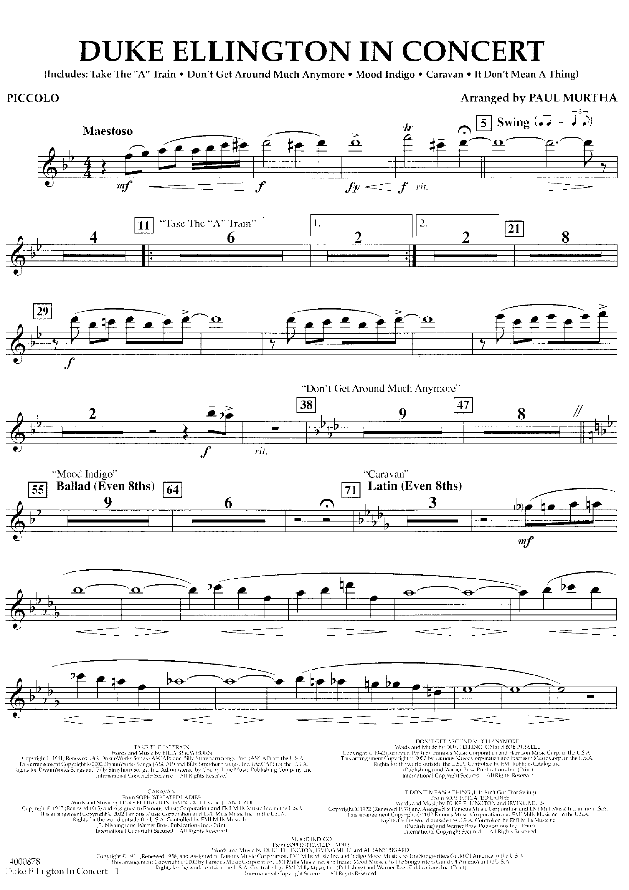 Duke Ellington In Concert — concert_band sheet music arranged by P.Murtha | Swing
