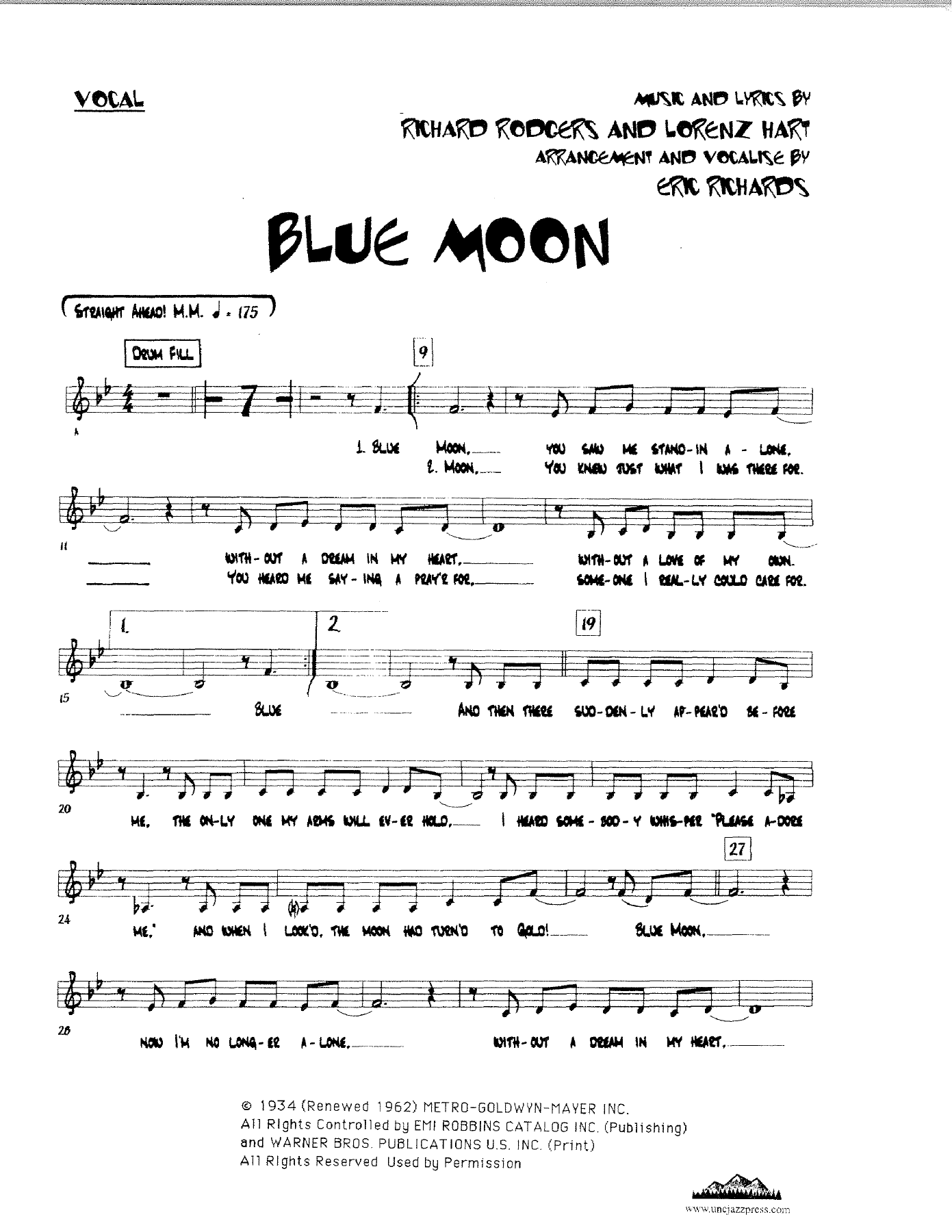 Blue Moon vocal — sheet music cover (first page)