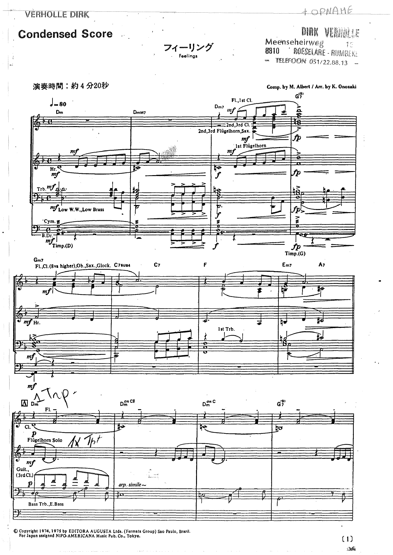 Feelings — sheet music cover (first page)
