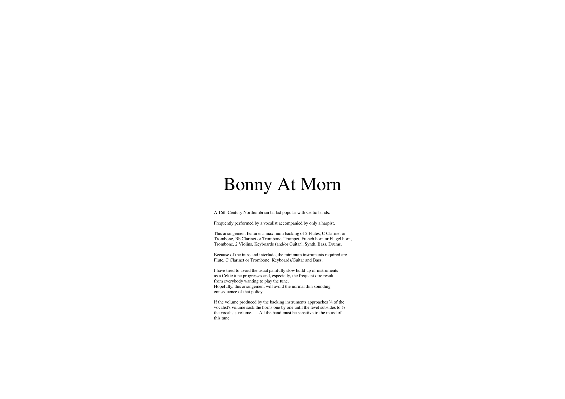 Bonny At Morn MP3 voc. — big_band_vocal sheet music arranged by Mr. X | Traditional