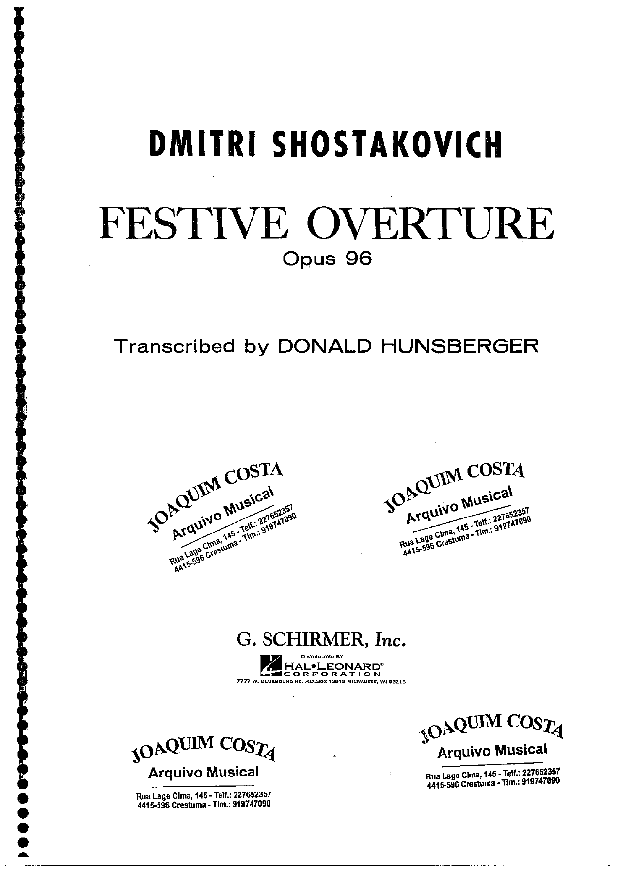 Festive Overture 01 Conductor — sheet music cover (first page)