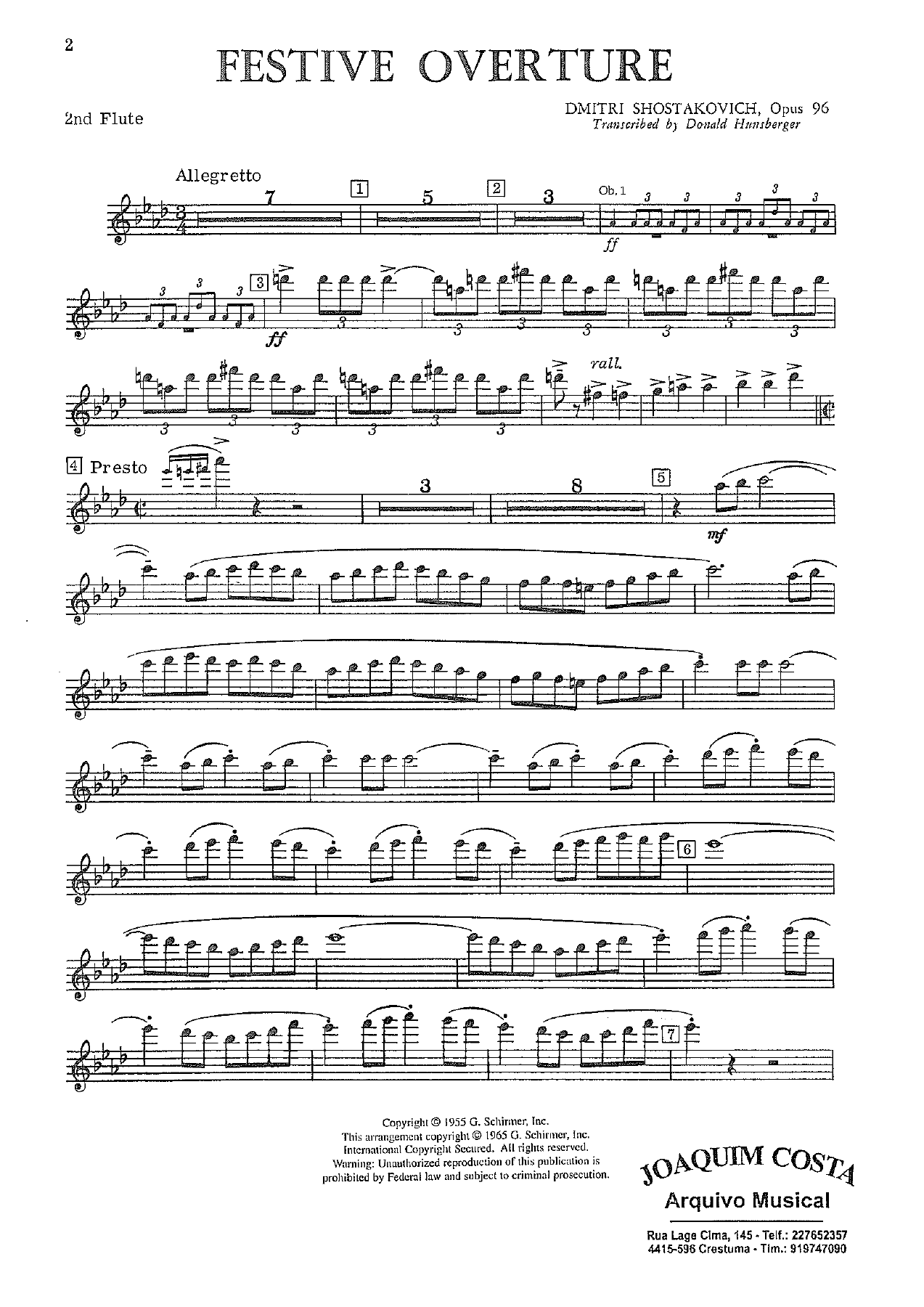 Festive Overture 04 Flute — sheet music cover (first page)