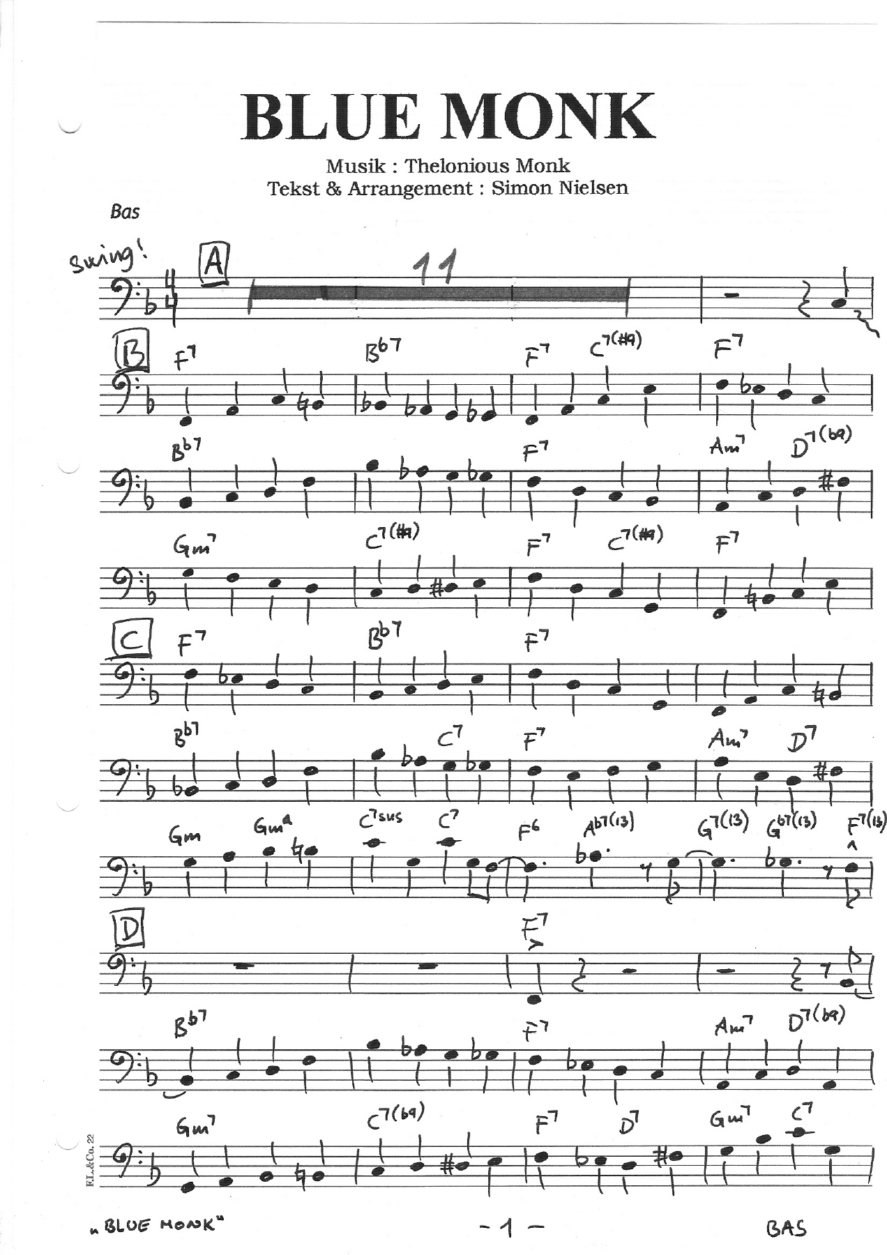 17 Blue Monk Bas — big_band_vocal sheet music arranged by Simon Nielsen | Bebop