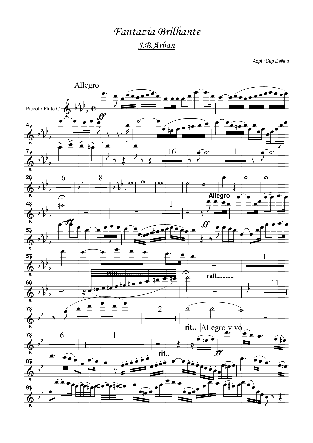 piccolo flute — sheet music cover (first page)