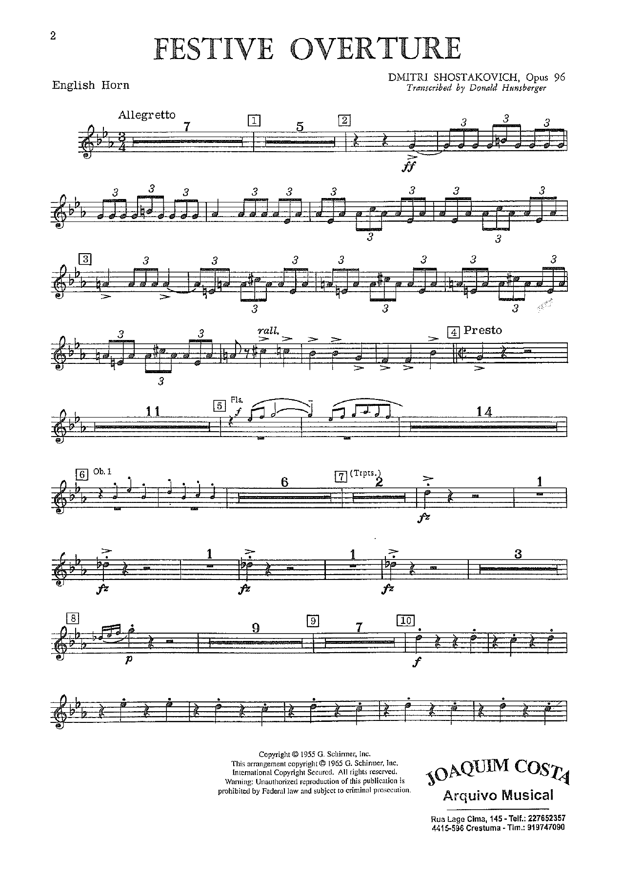 Festive Overture 06 Eng Hn — concert_band sheet music arranged by Donald Hunsberger | Traditional