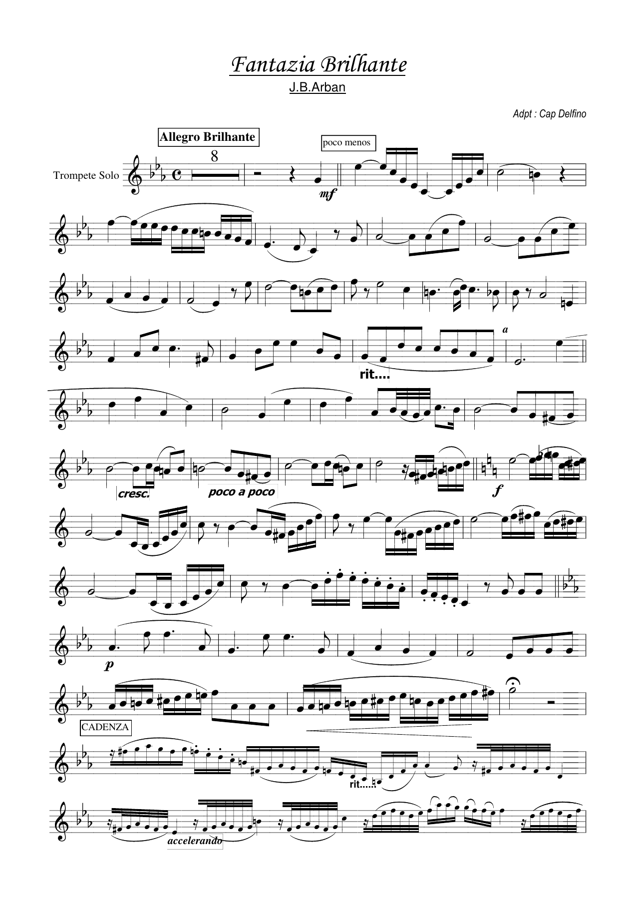 solo Bb Trumpet — concert_band sheet music arranged by Cap Delfino | Jazz Standard