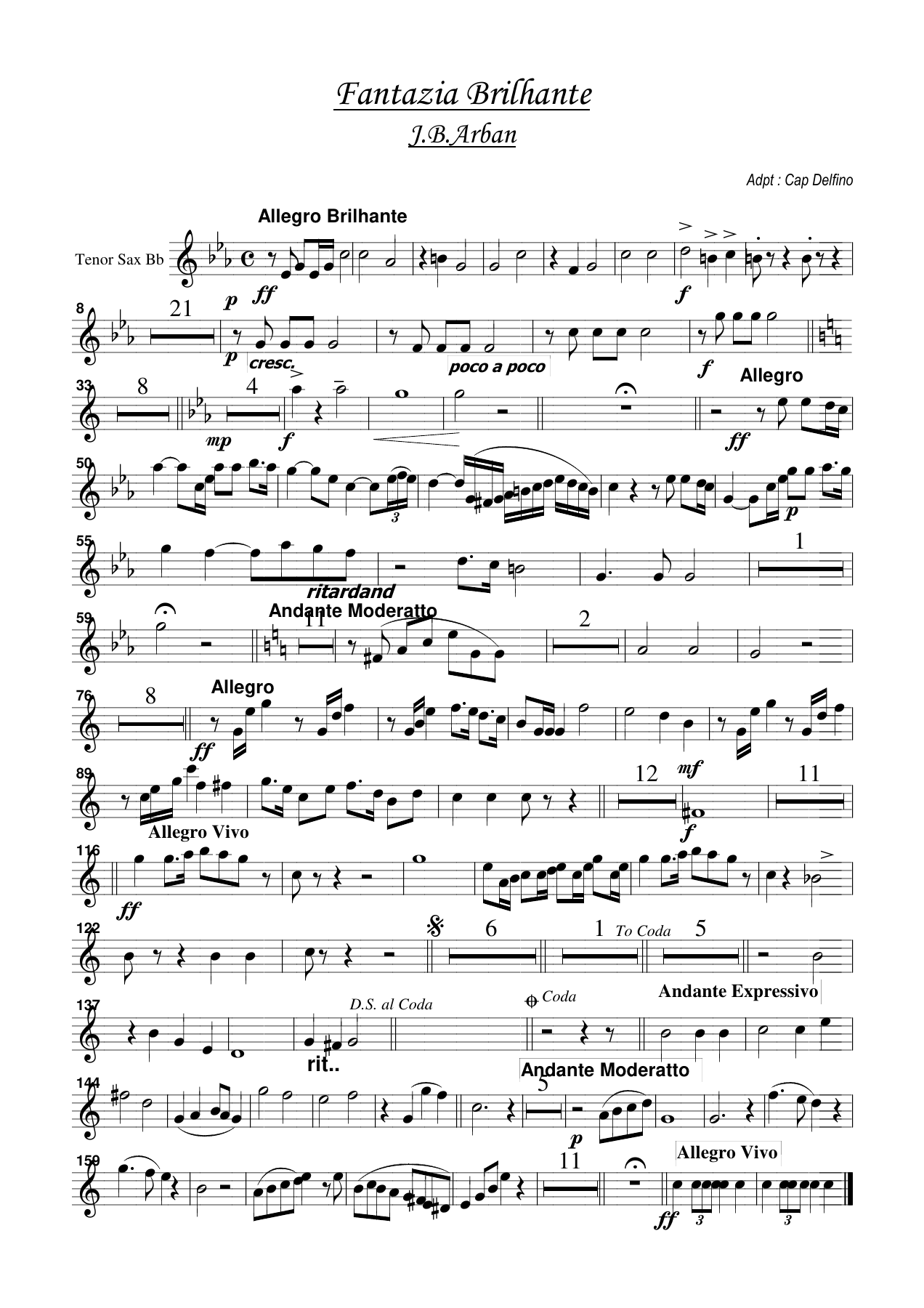 tenor sax — sheet music cover (first page)