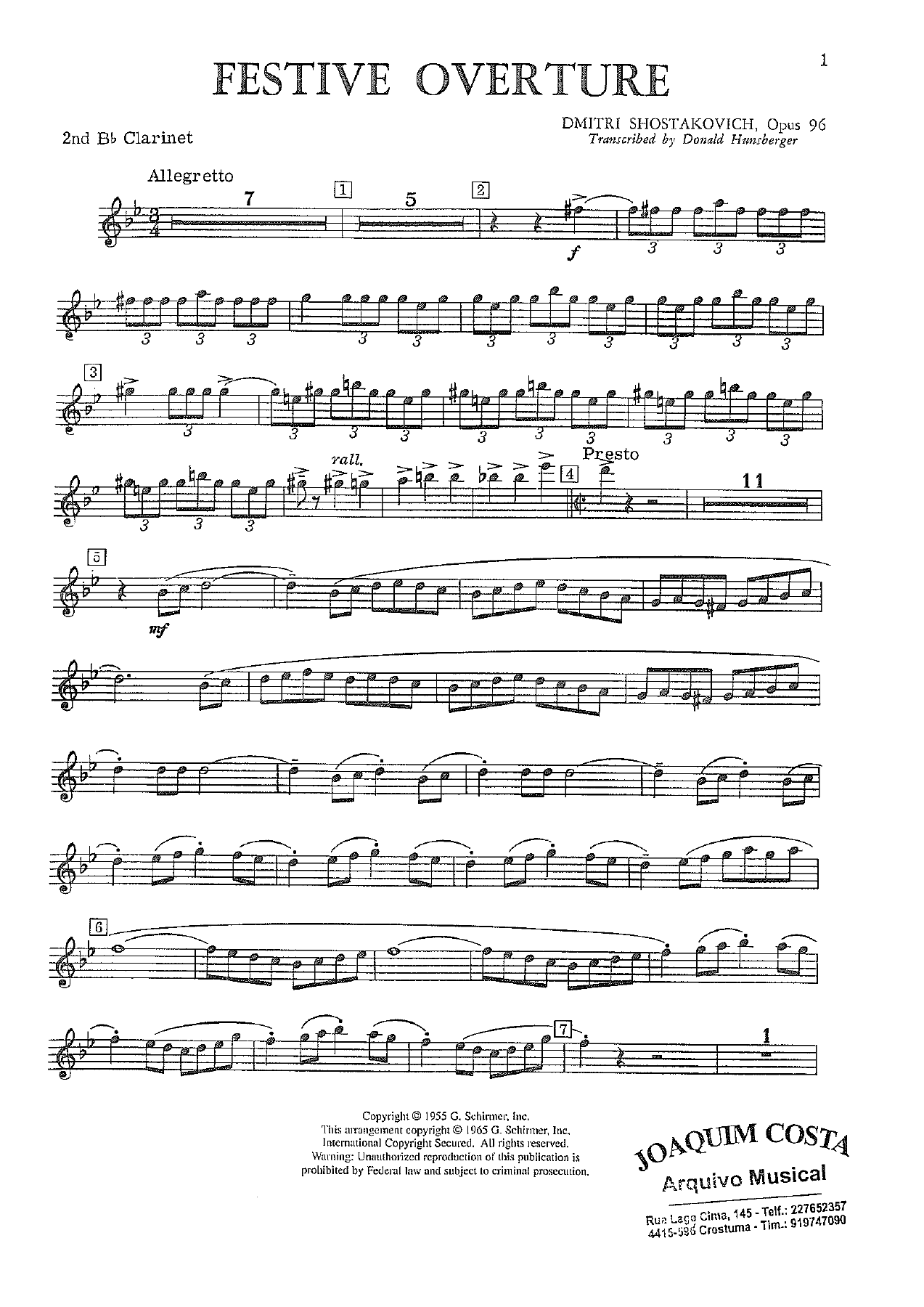 Festive Overture 09 Cl — sheet music cover (first page)
