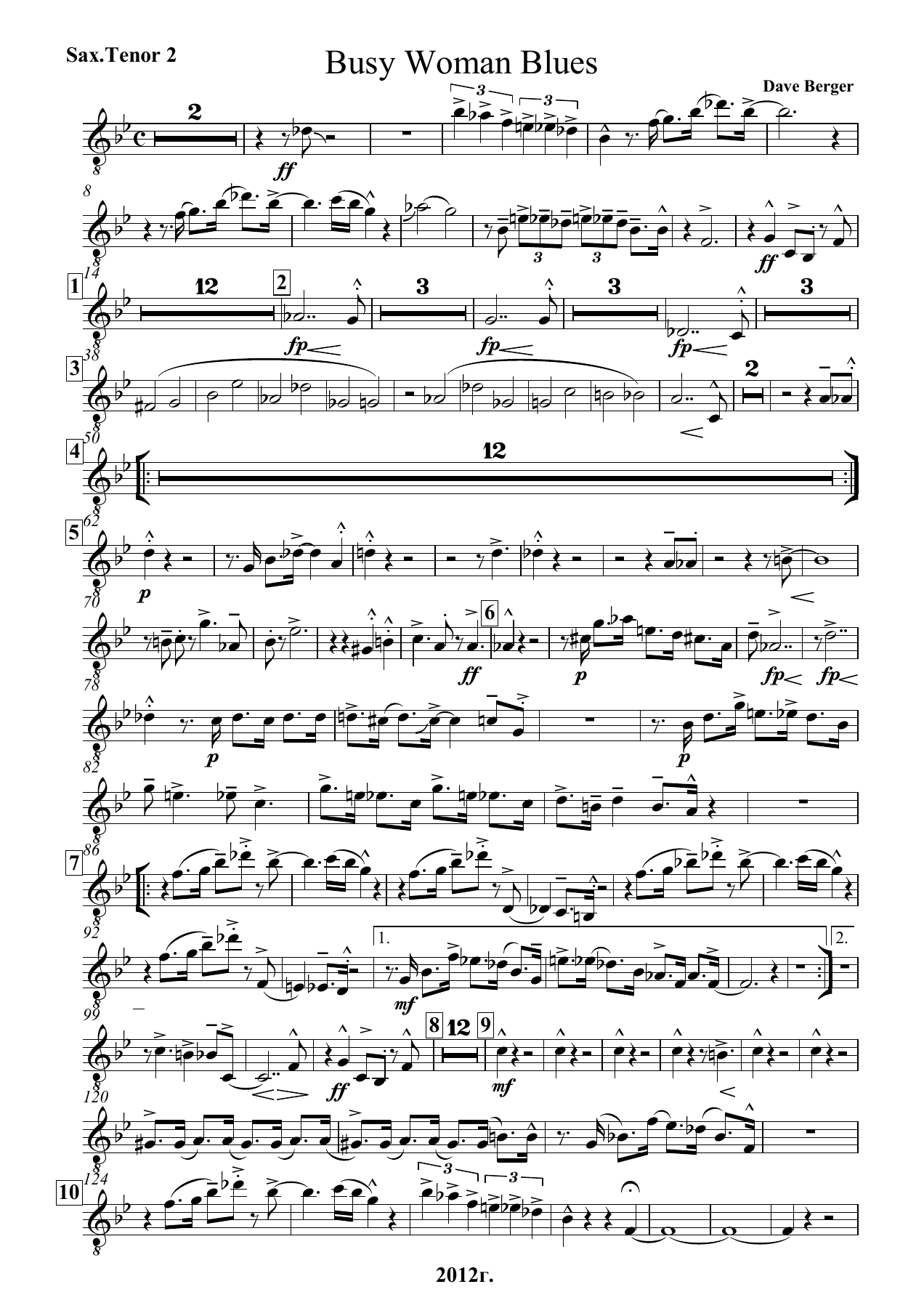 04.Busy Woman Blues Sax.Tenor — sheet music preview