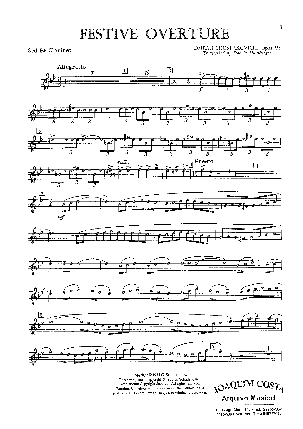 Festive Overture 10 Cl — sheet music cover (first page)