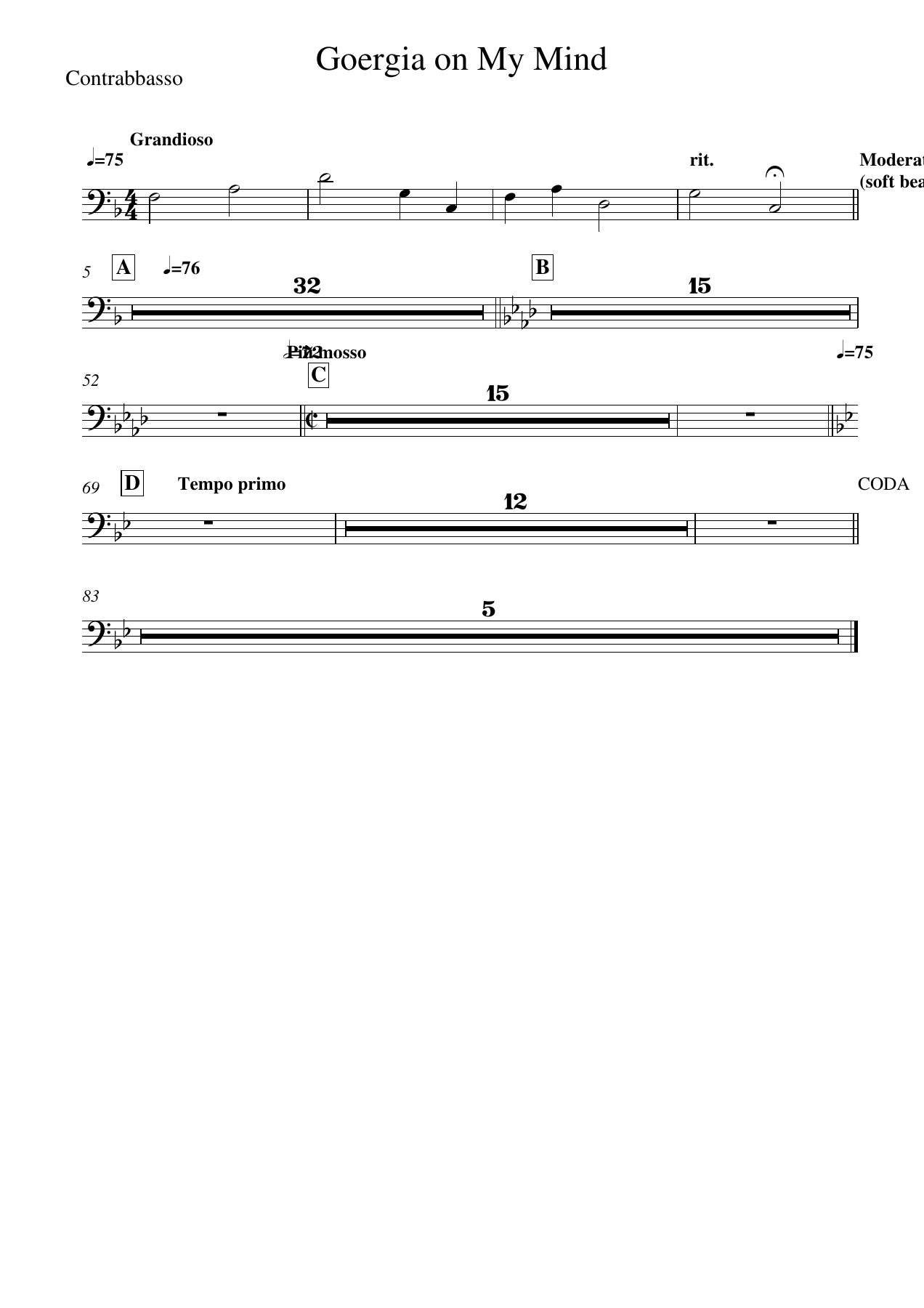 Georgia on My Mind Contrabbasso — sheet music cover (first page)