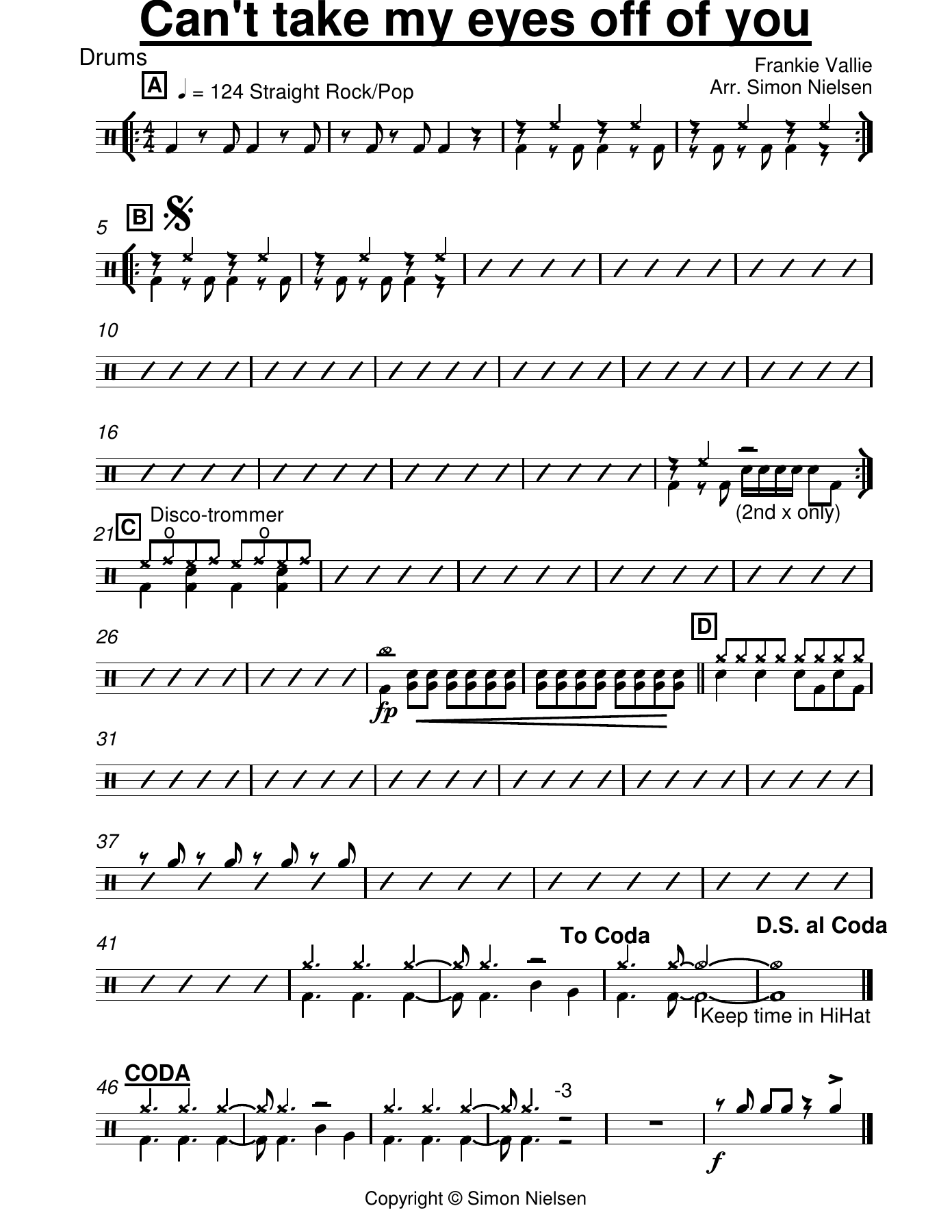 19 Drums — sheet music cover (first page)