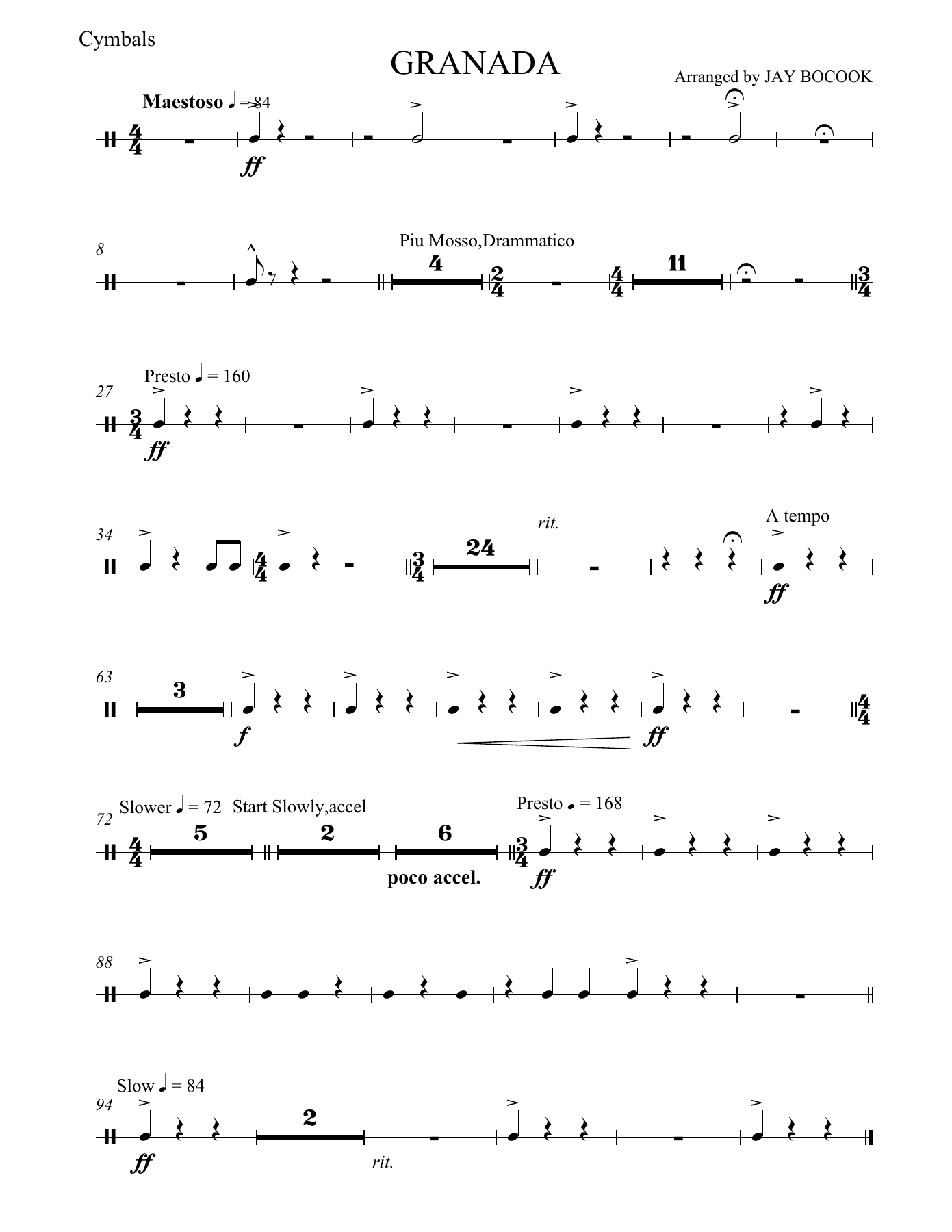 Granada Cymbals — sheet music cover (first page)