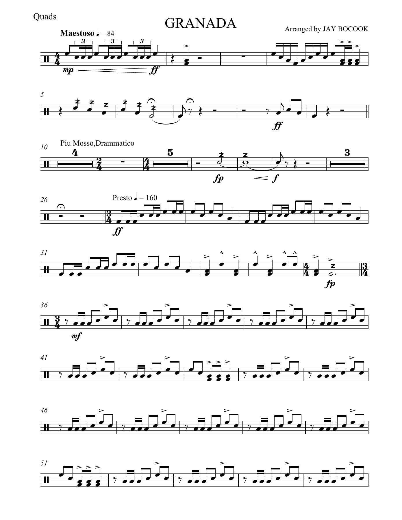 Granada Quads — sheet music cover (first page)
