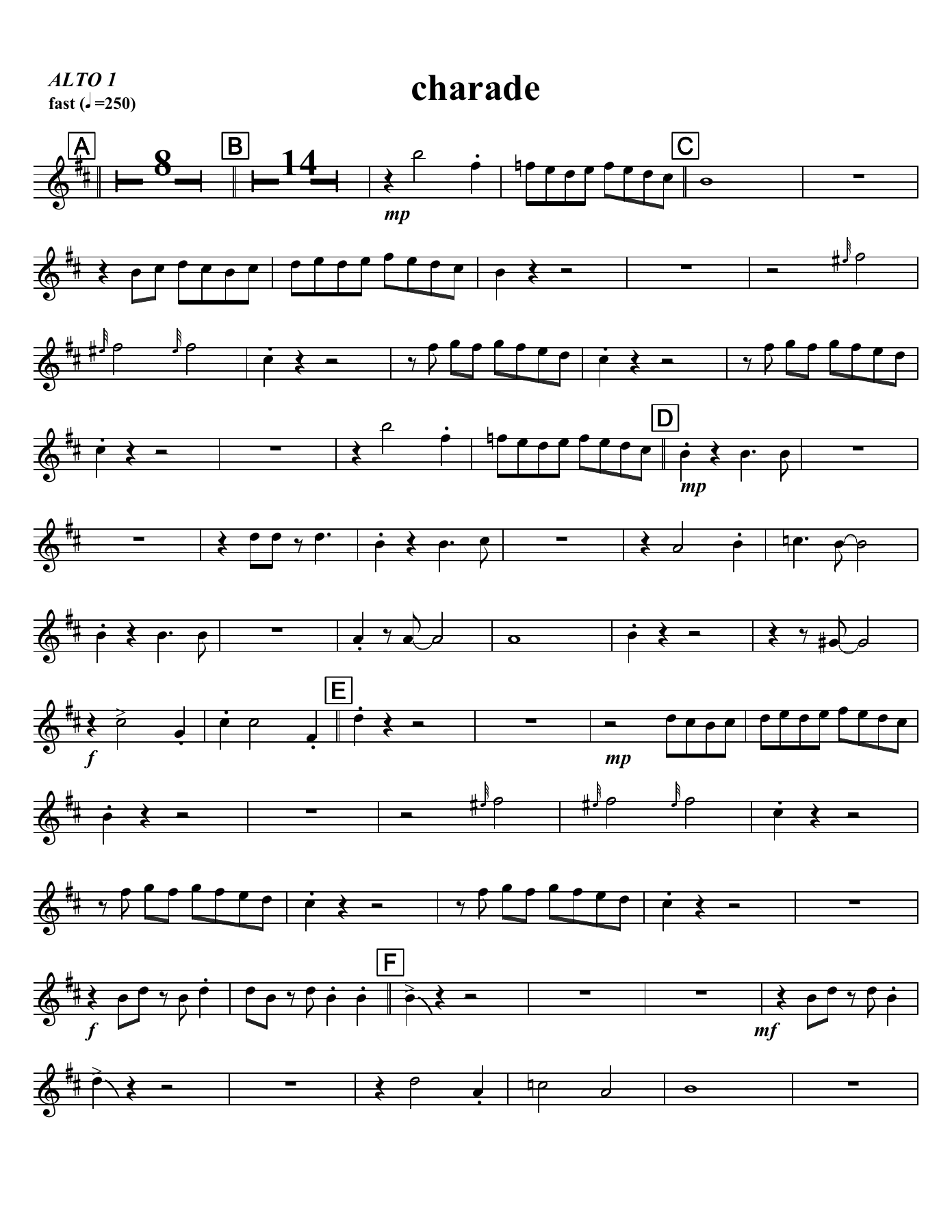 Charade — sheet music cover (first page)