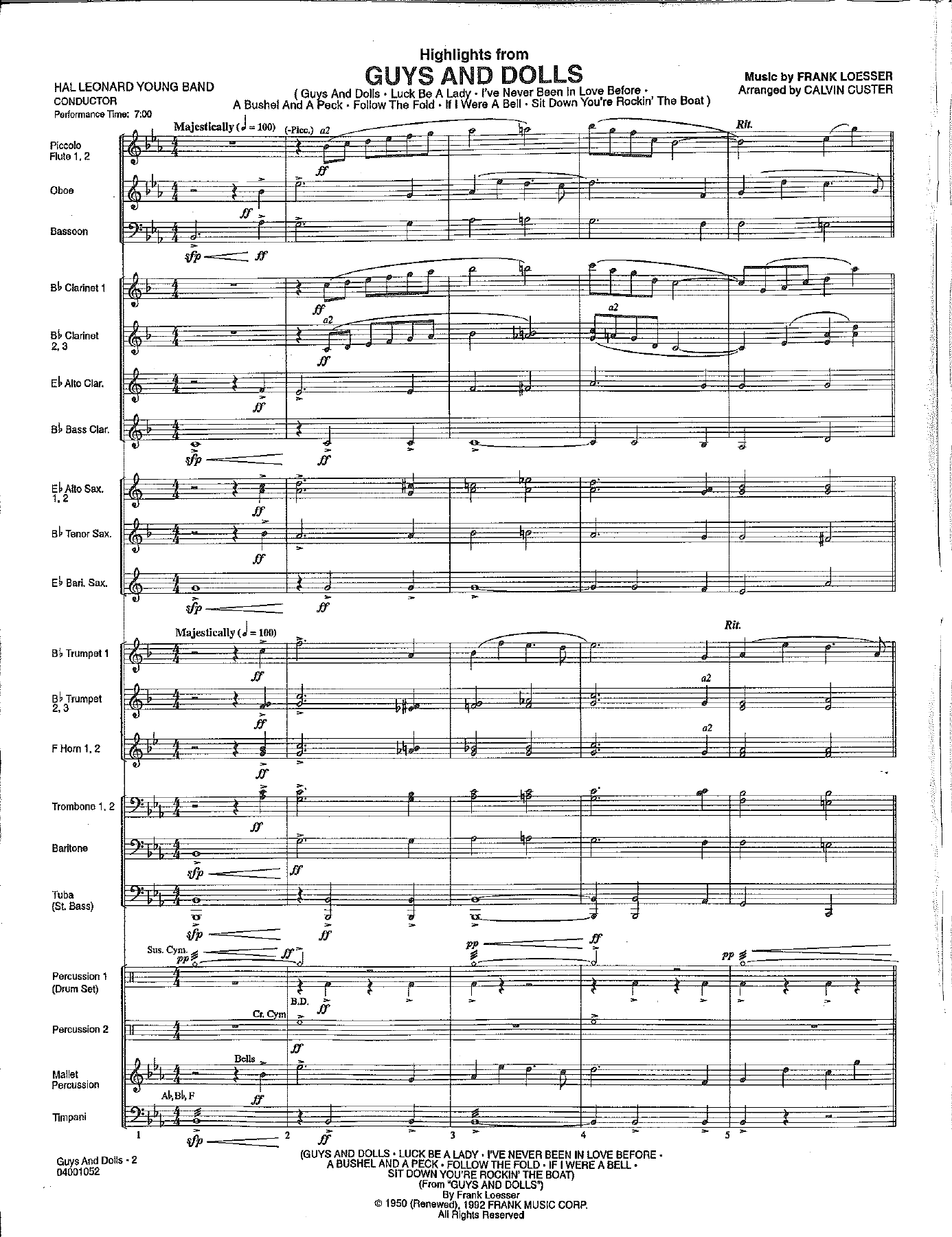 Guys And Dolls — sheet music cover (first page)