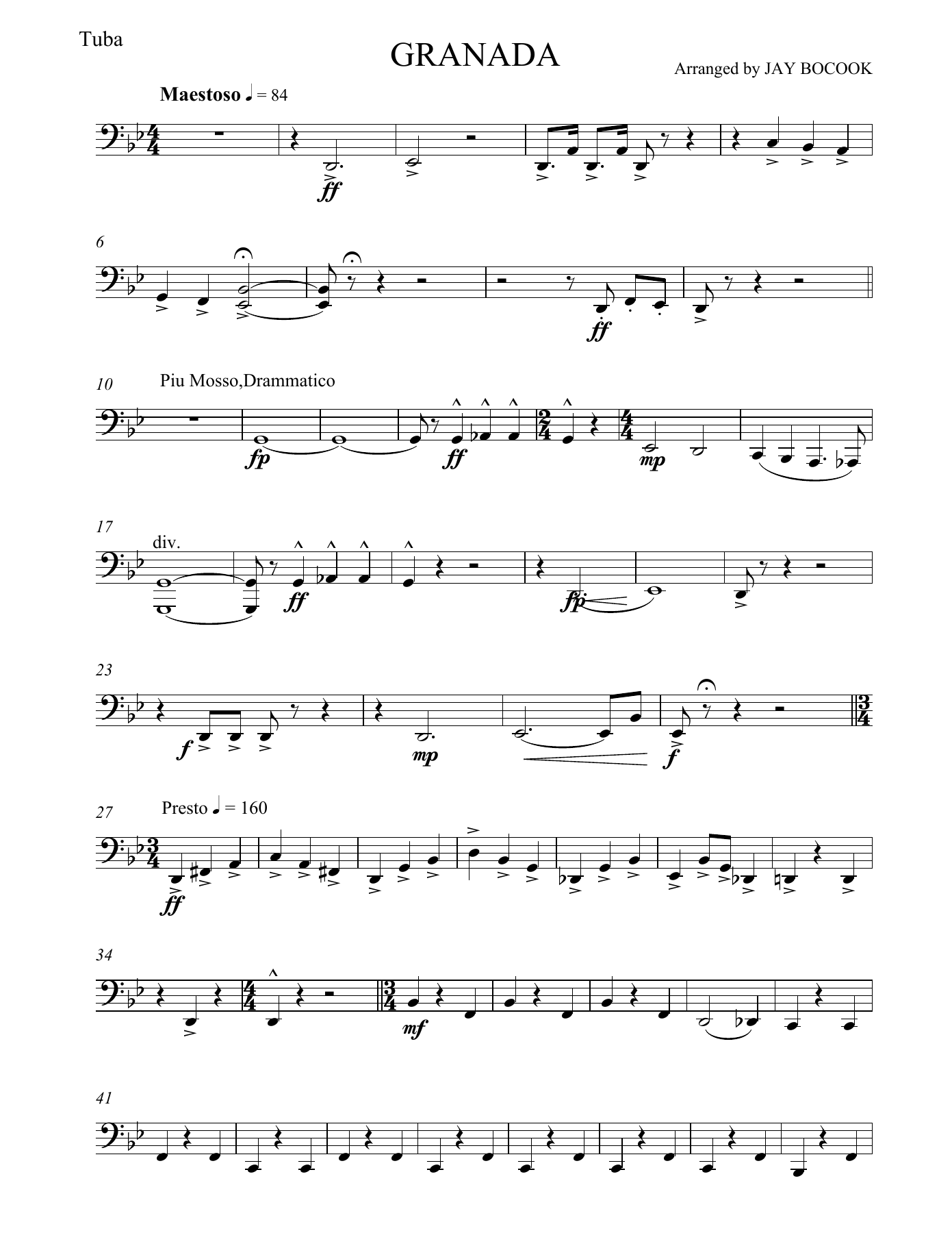 Granada Tuba — sheet music cover (first page)