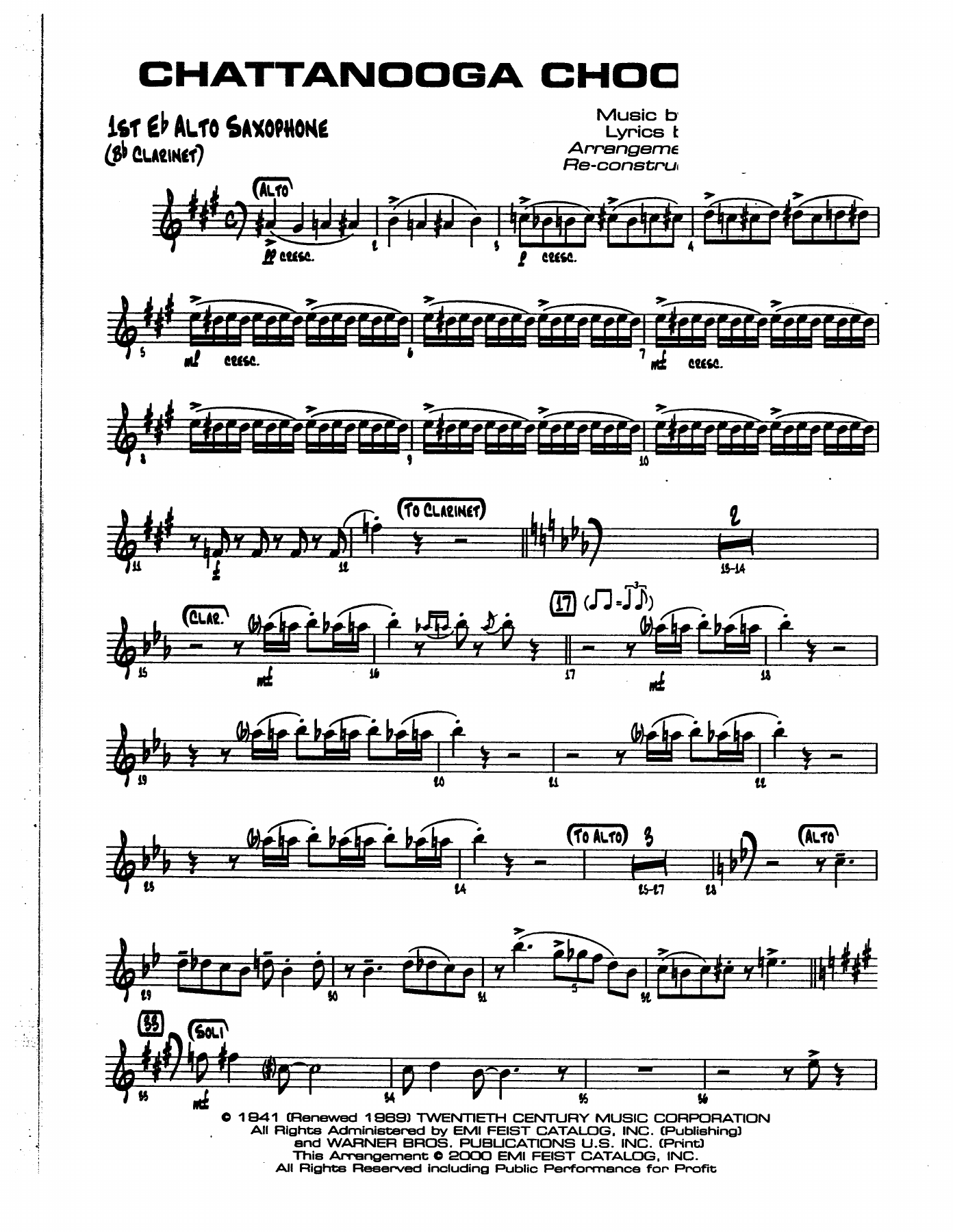 Chatanooga Choo Choo ALTO — sheet music cover (first page)