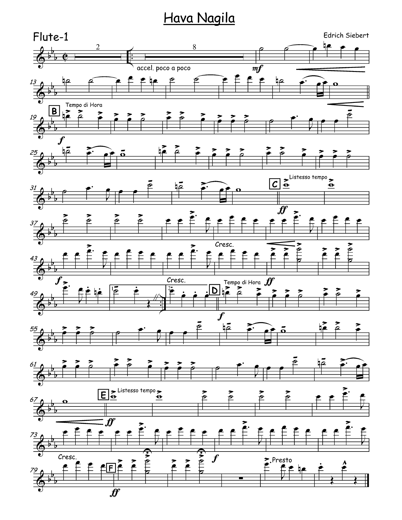 Hava Nagila — sheet music preview