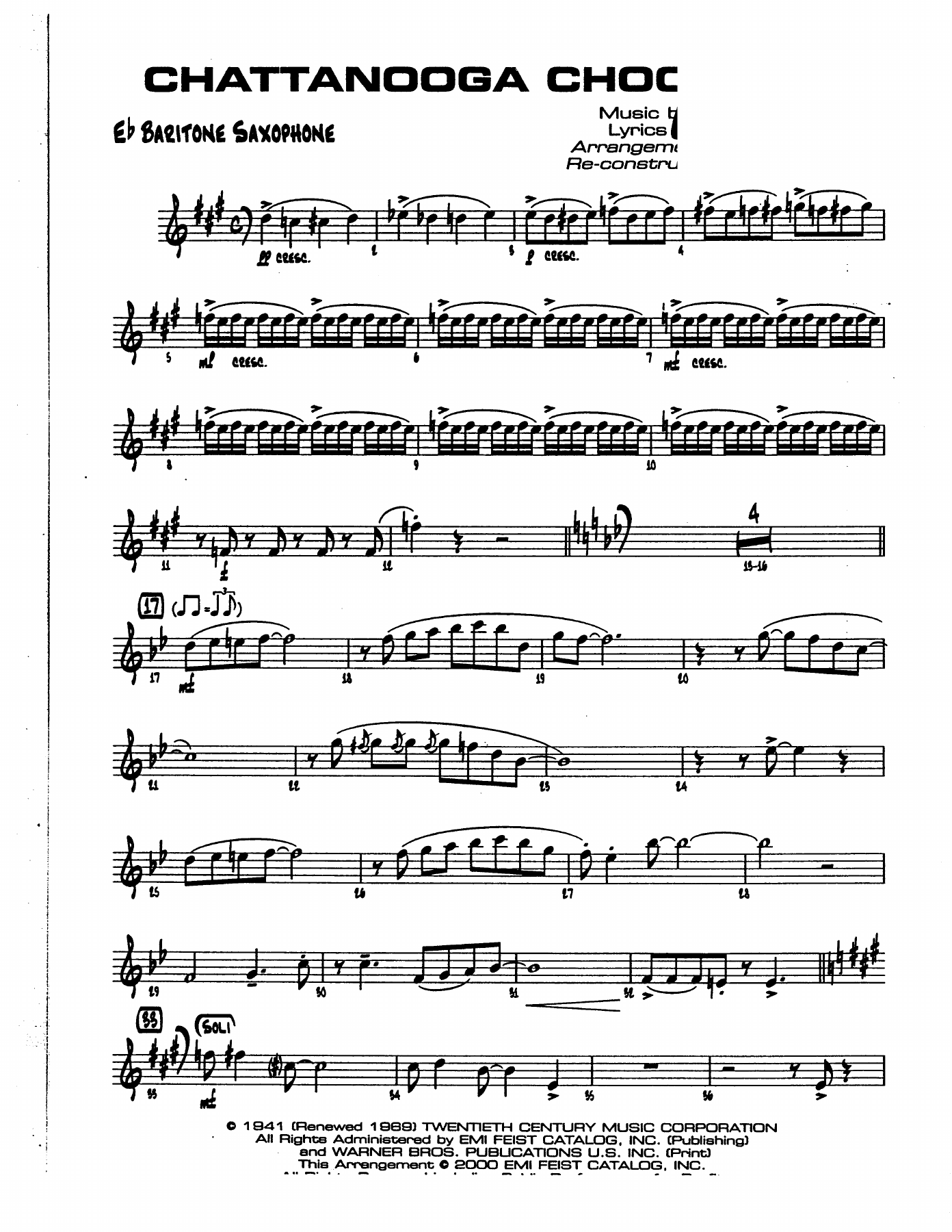 Chatanooga Choo Choo BARITONE — big_band_vocal sheet music arranged by Mr. X | Swing