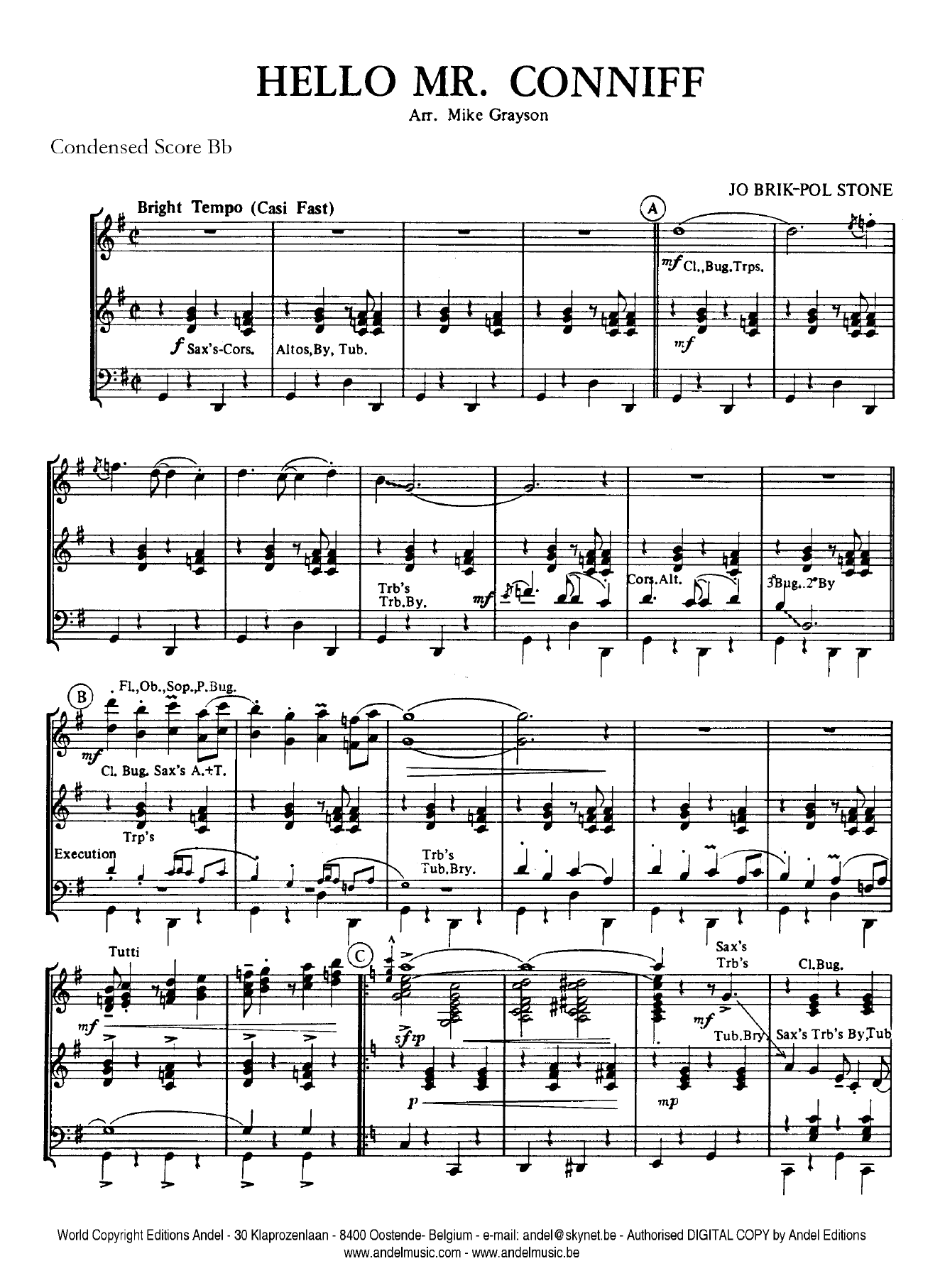 Hello Mr.Conniff — sheet music cover (first page)