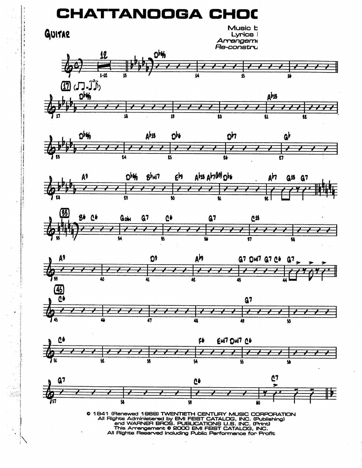 Chatanooga Choo Choo GUITAR — big_band_vocal sheet music arranged by Mr. X | Swing