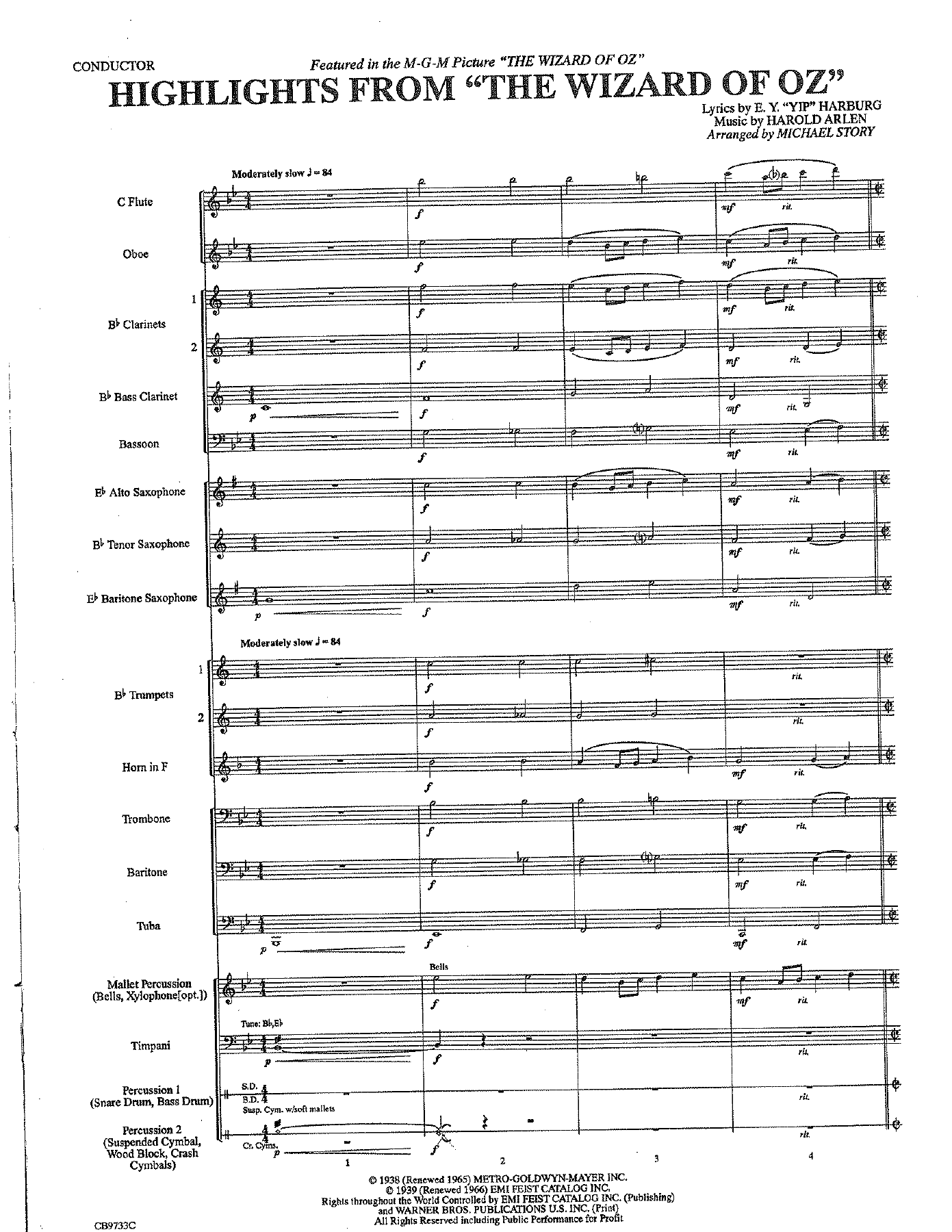 Highlights From The Wizard Of Oz — sheet music preview
