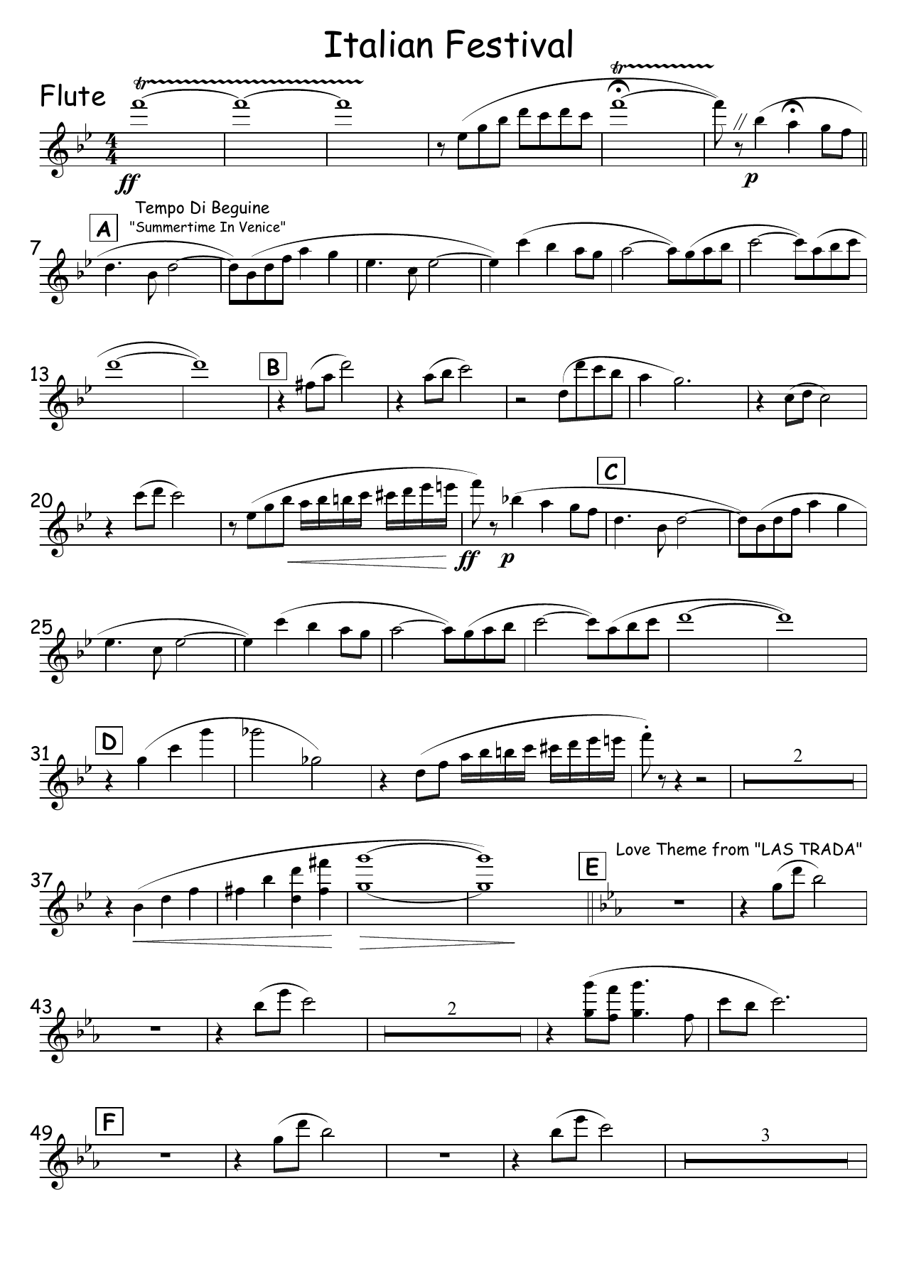 Italian Festival — sheet music cover (first page)