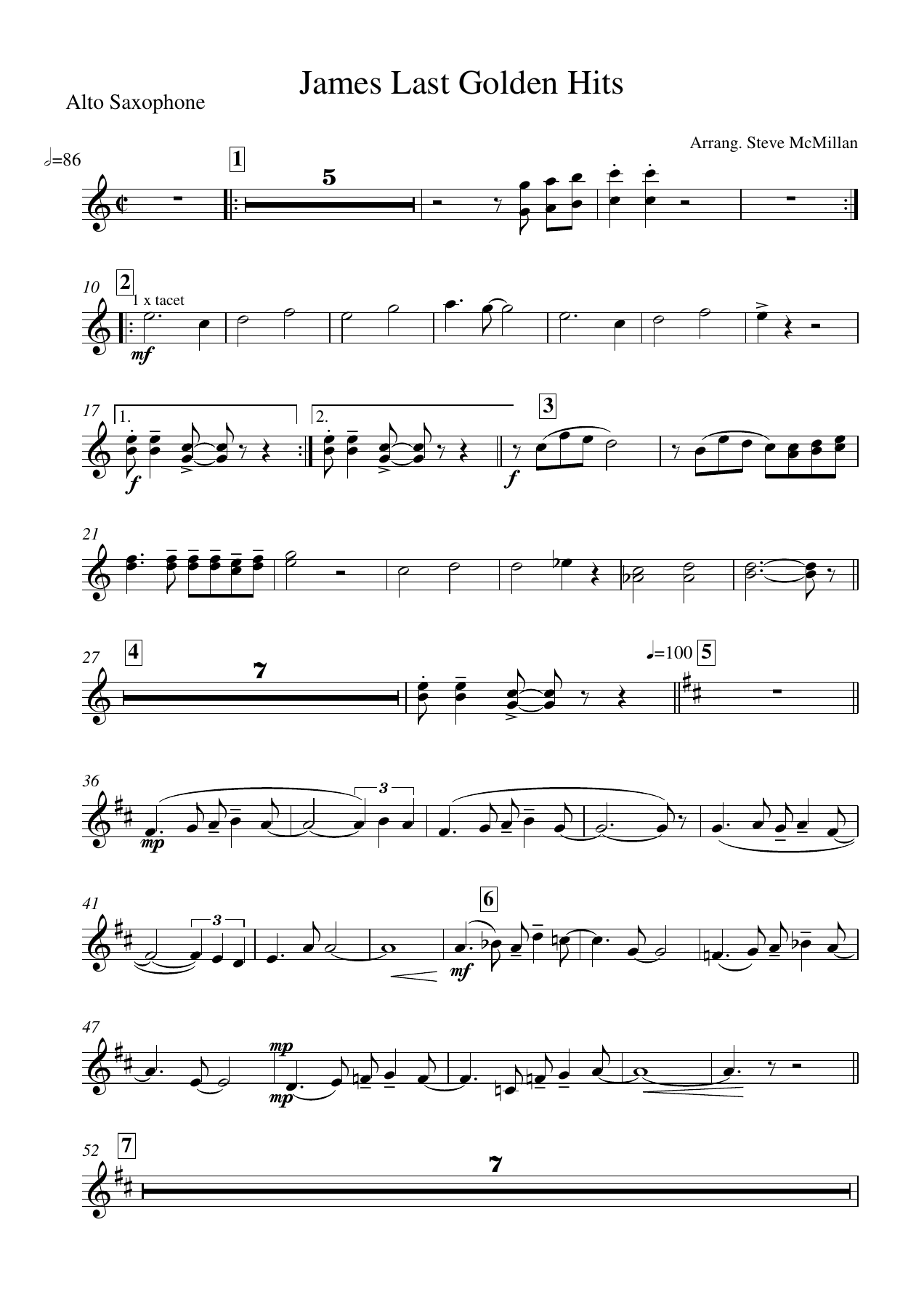 James Last Golden Hits Alto Saxophone — Banda de Concierto sheet music by Steve McMillan | Pop